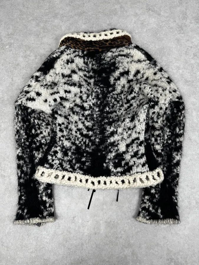 Roberto Cavalli 2000s Roberto Cavalli Black & White Leopard Wool Cardigan Jacket Size S / US 4 / IT 40 - 4 Thumbnail