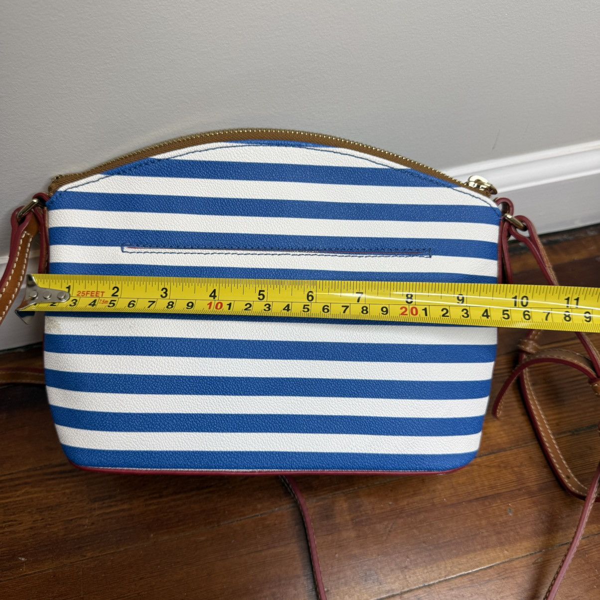 Dooney & Bourke Dooney & Bourke Blue and White Striped Crossbody with Brown Size ONE SIZE - 9 Thumbnail