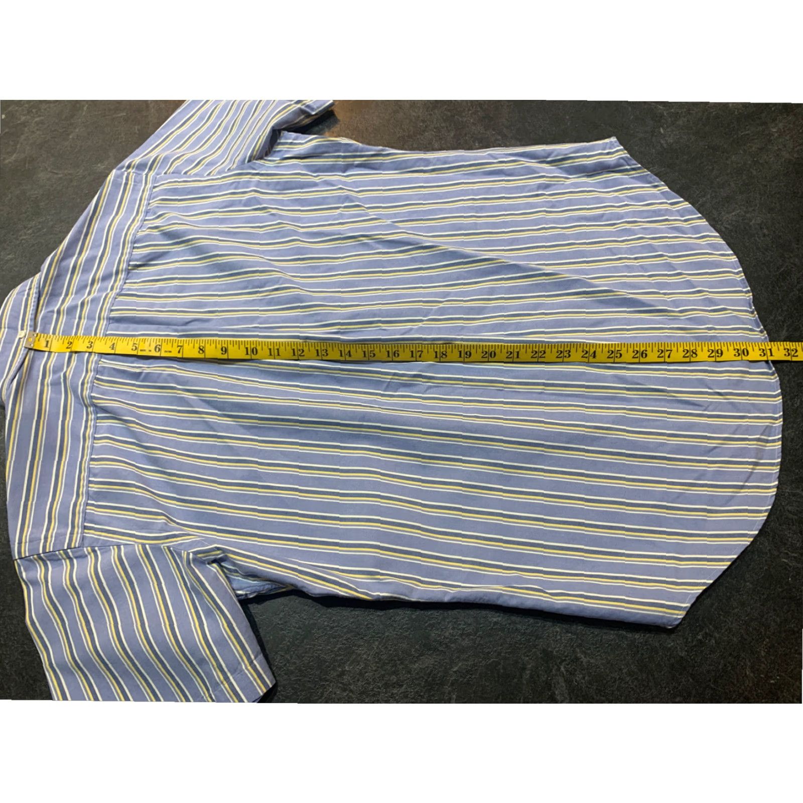 Ralph Lauren Ralph Lauren Mens Cotton Button Down Short Sleeve Blue Striped Medium Size US 31 - 7 Thumbnail
