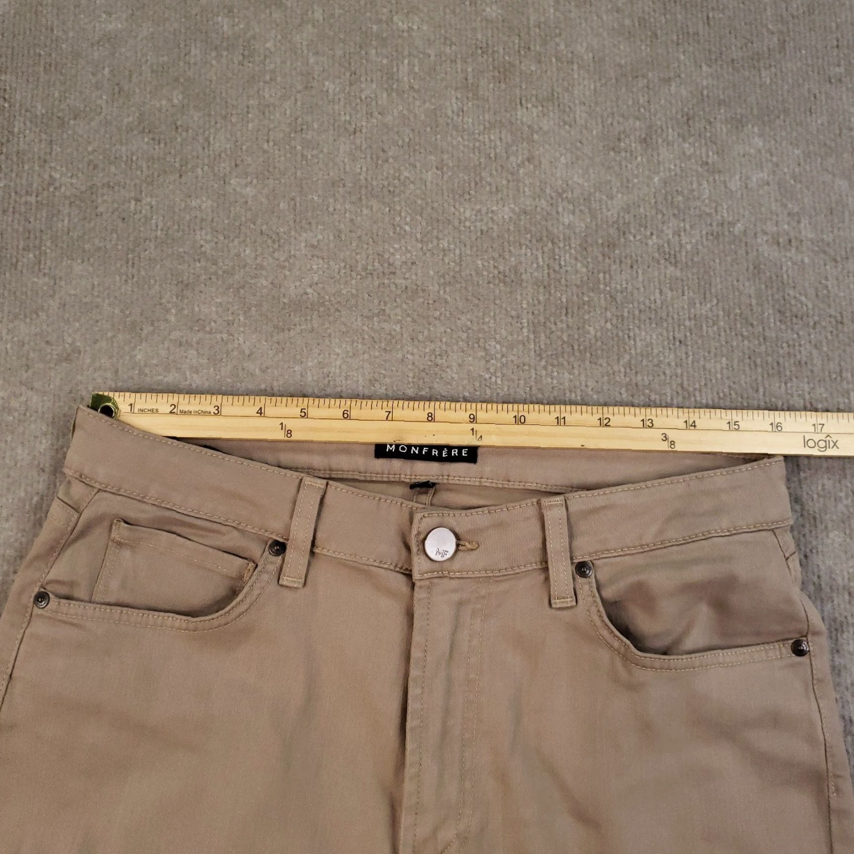 MONFRERE Monfrere Brando Slim Fit Jeans 5 Pocket Beige Green Cotton Polyurethane Regular 32x25 Mens Jeans Straight 5-Pocket USA Vintage No Size US 32 / EU 48 - 5 Thumbnail