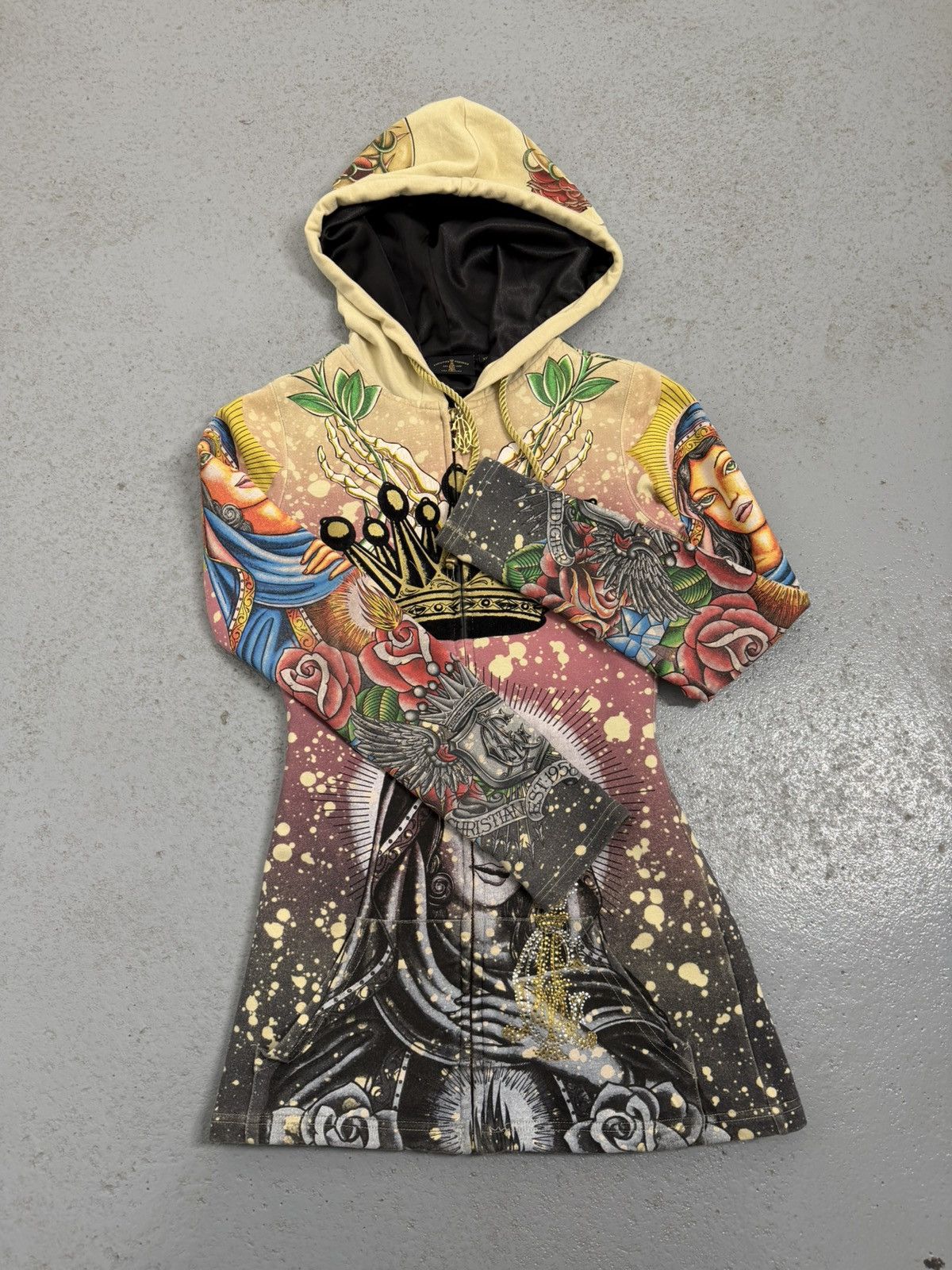 Christian Audigier Christian Audigier Holy Diva Overprinted Y2K Zip Hoodie Size XS / US 0-2 / IT 36-38 - 7 Thumbnail
