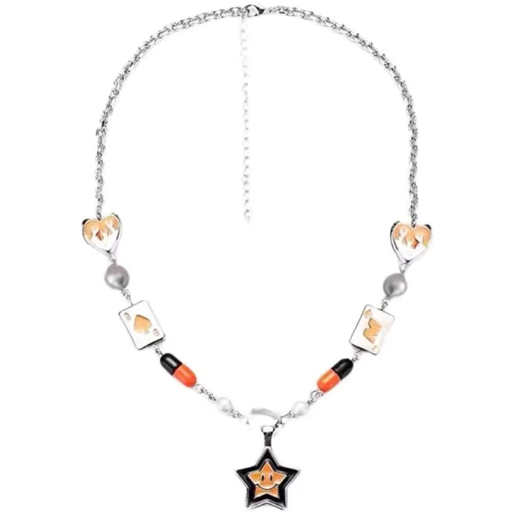 Jewelry Punk Smile Star Heart Clavicle Chain Necklace Size ONE SIZE - 4 Thumbnail
