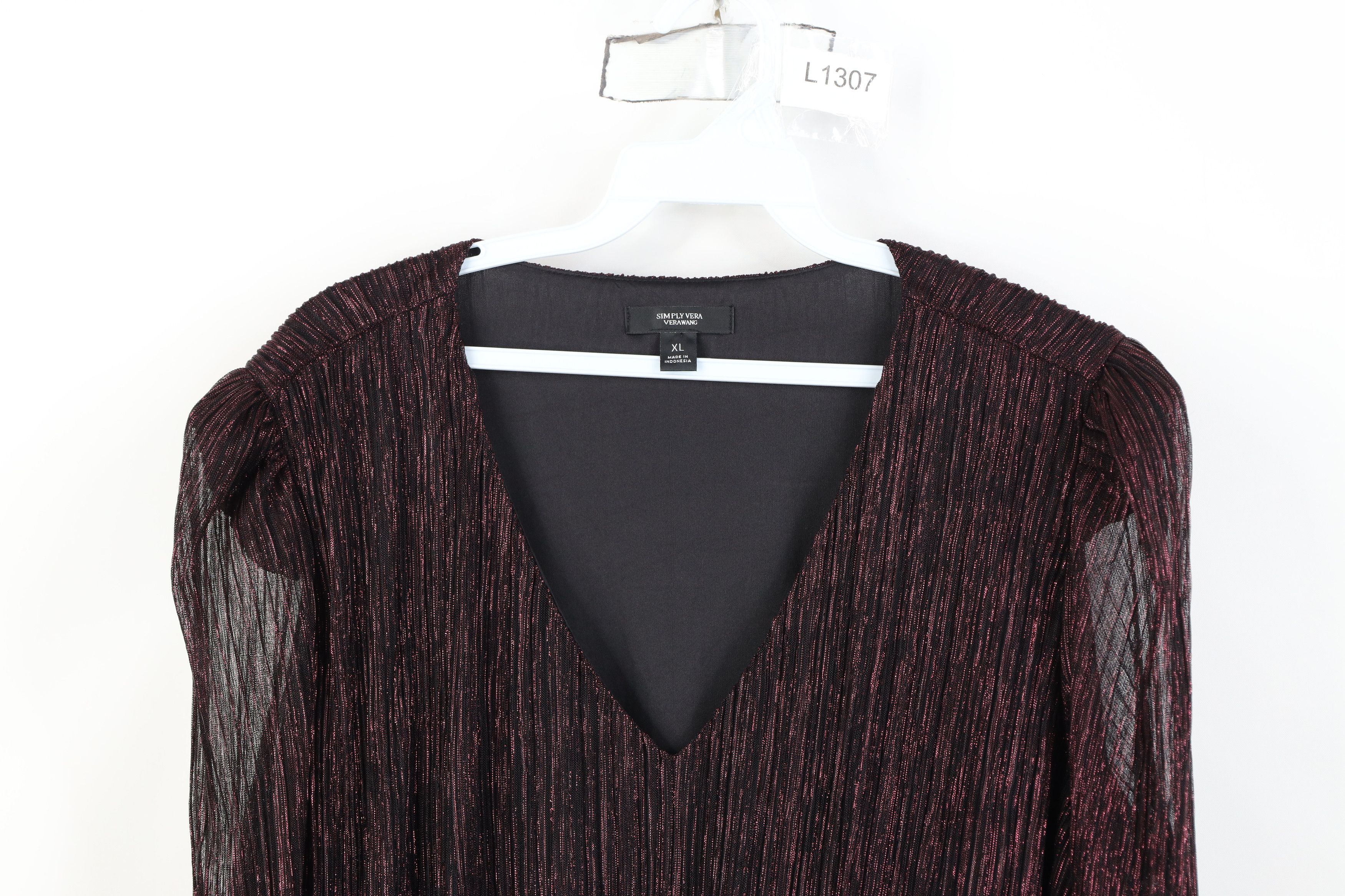 Vera Wang New Vera Wang Bella Fairy Metallic Ribbed Blouse Shirt Top Size XL / US 12-14 / IT 48-50 - 2 Thumbnail