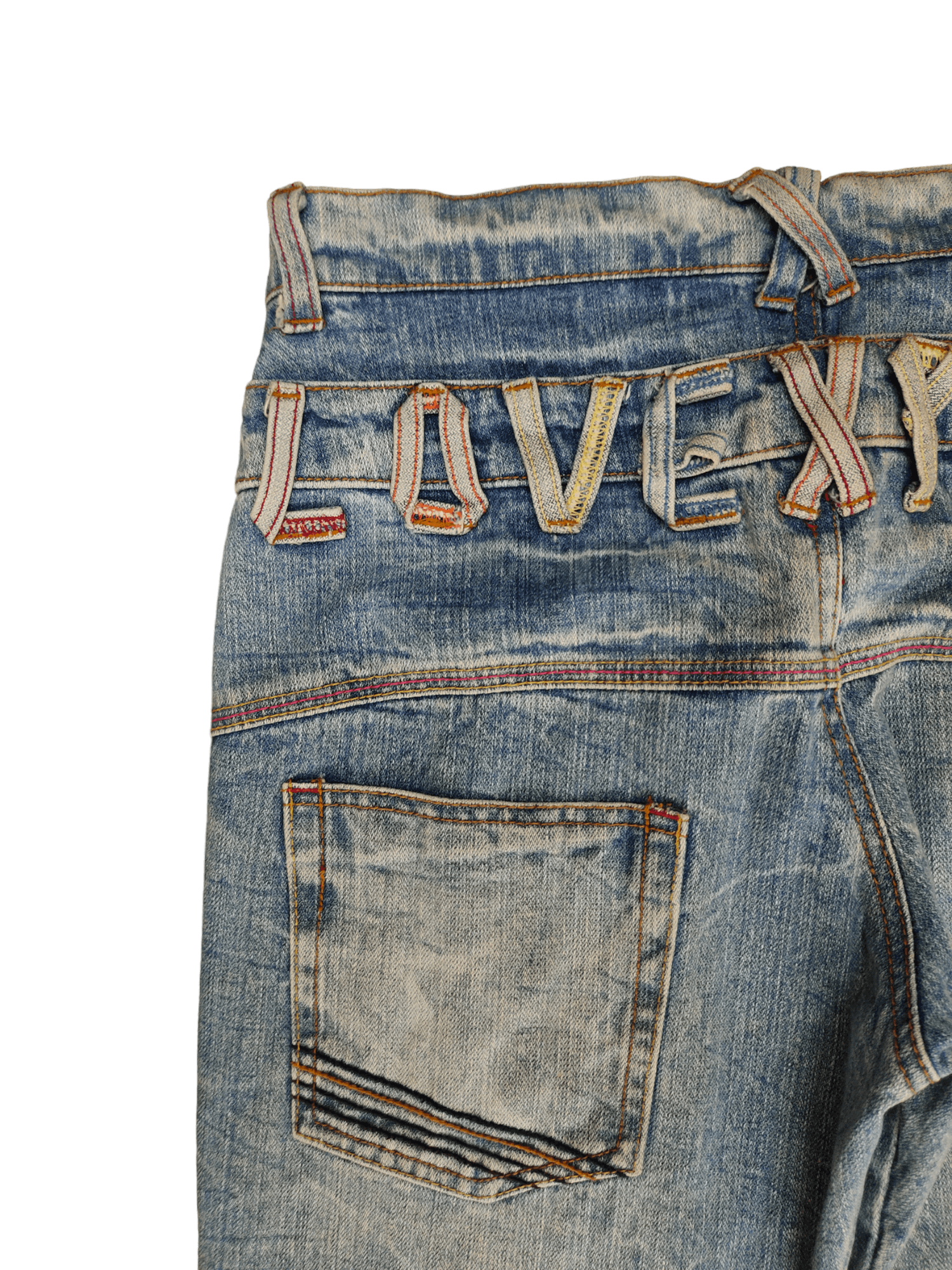 Japanese Brand Vintage 90s Japan Love & Peace Double Waist Clawmark Jeans Size US 31 - 4 Thumbnail