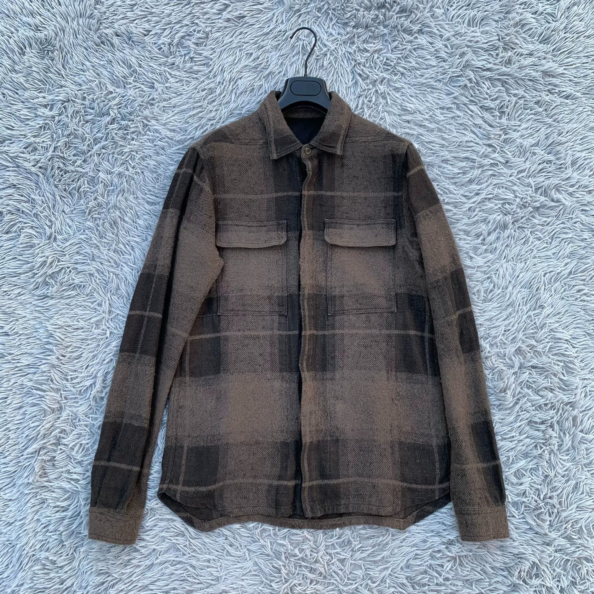 Rick Owens Rick Owens Brown Plaid Wool Shirt Size US M / EU 48-50 / 2 - 1 Thumbnail