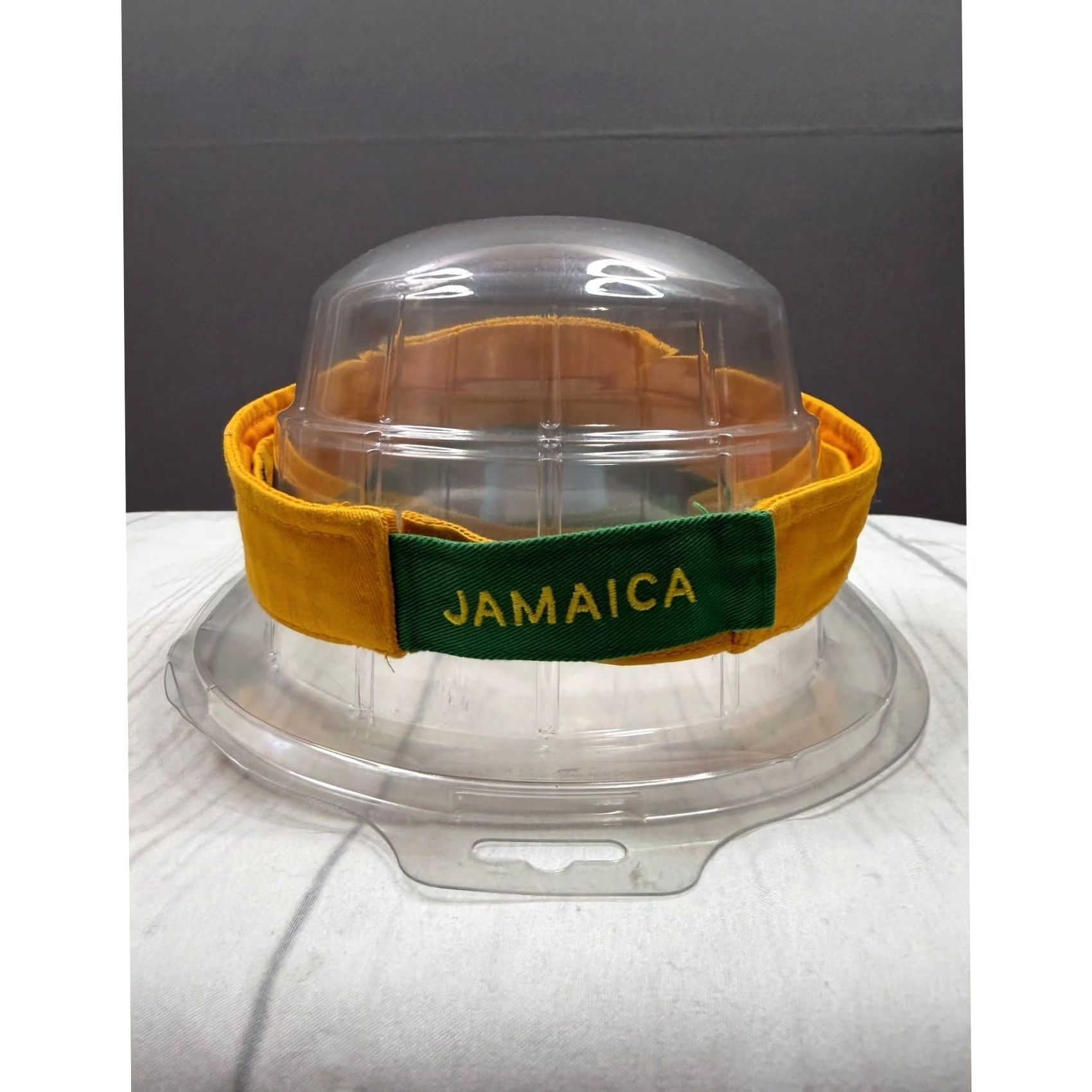 Vintage TBL Headwear Jamaica Sun Visor Unisex Yellow Green Embroidered Adjustable OSFM Size ONE SIZE - 4 Thumbnail