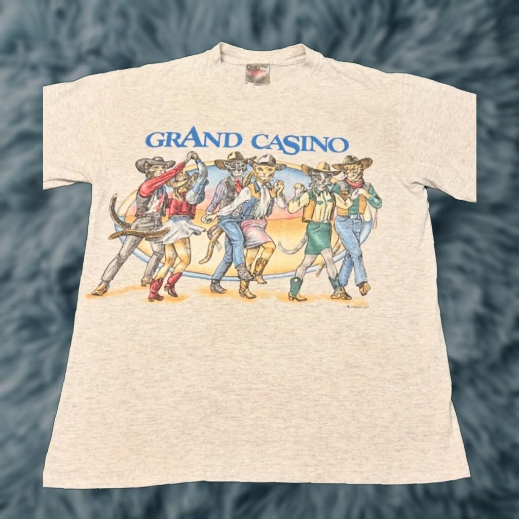 Vintage VINTAGE Grand Casino Dancing Cats Western Funny Cat VTG Double Sided Shirt M Gray Mens 90s Cats Cowboy Animals 1990s Size US M / EU 48-50 / 2 - 1 Thumbnail