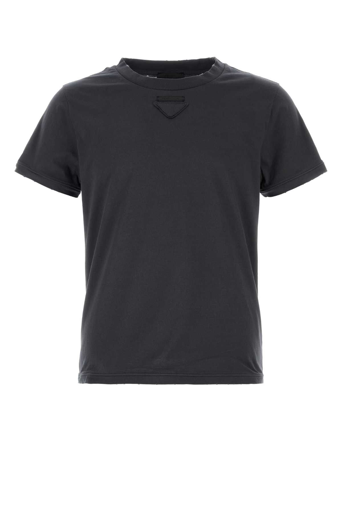 Prada Graphite Cotton T-Shirt Size US S / EU 44-46 / 1 - 1 Thumbnail