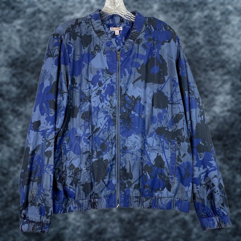 Juicy Couture Juicy Couture Jacket Womens XL Blue Geometric Chambray Denim Zip Size XL / US 12-14 / IT 48-50 - 1 Thumbnail