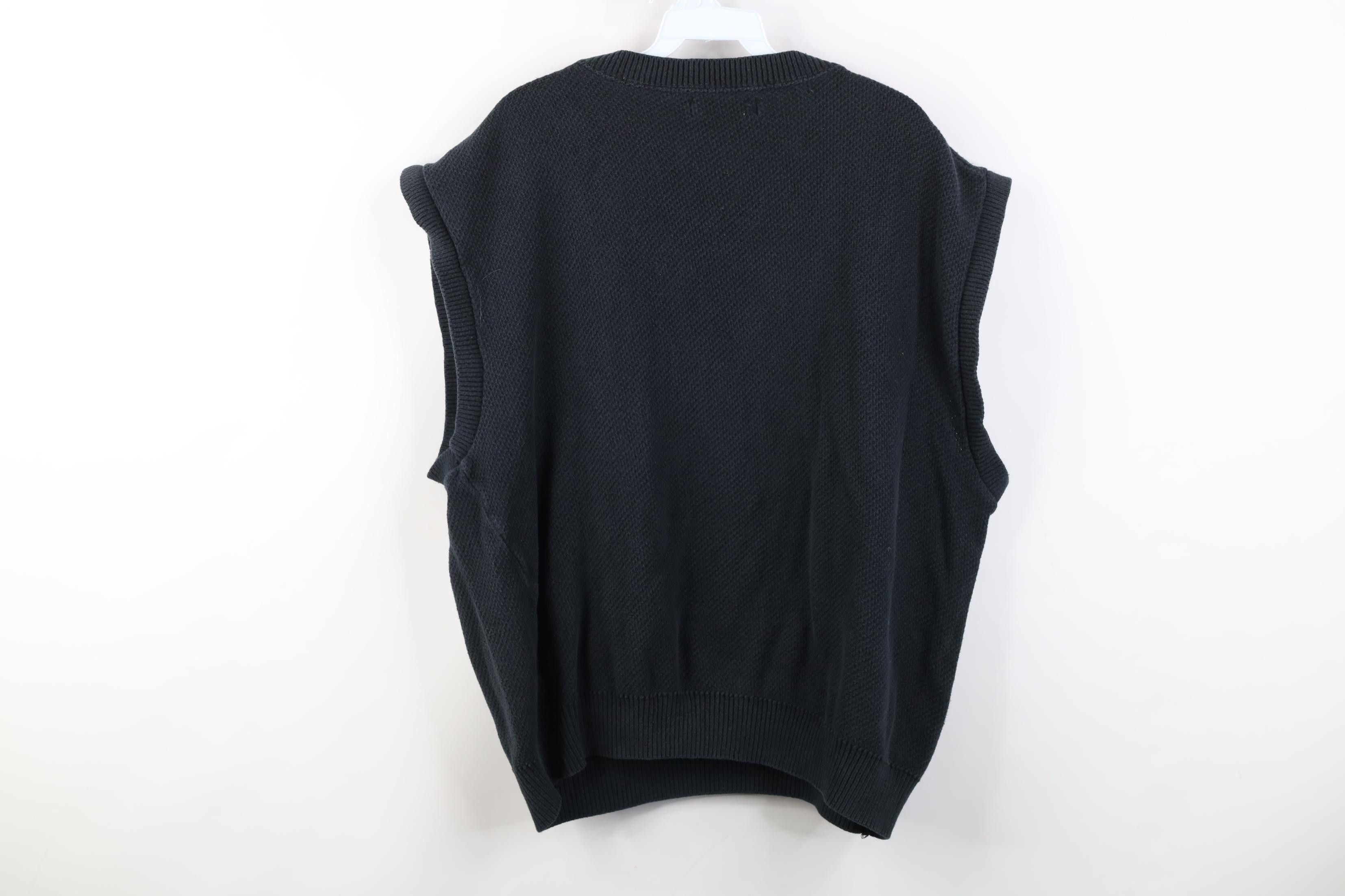Vintage Vintage 90s Golf Course Thermal Knit Sweater Vest Black USA Size US XL / EU 56 / 4 - 9 Thumbnail