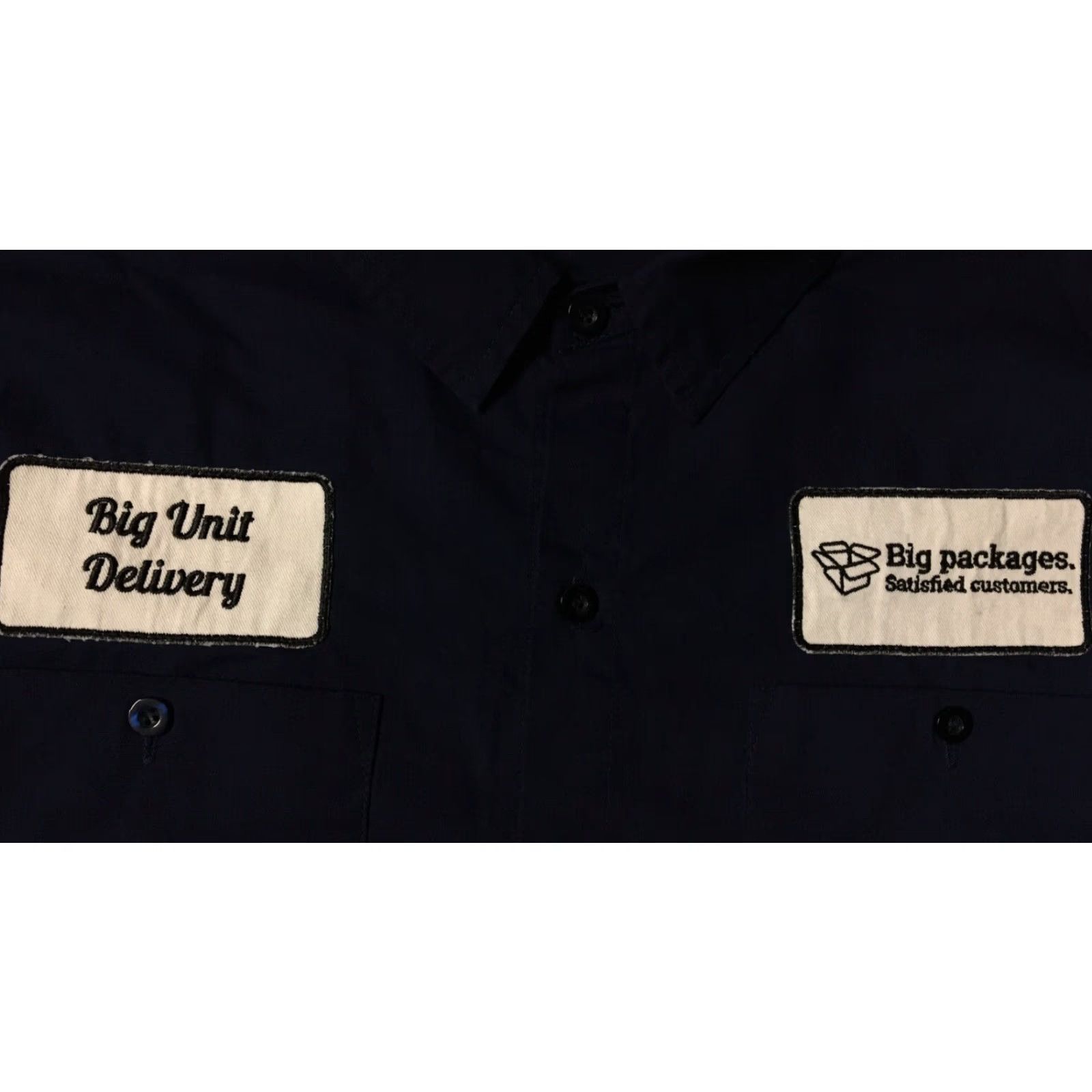 Vintage VINTAGE Big Unit Delivery Big Packages Button Up Shirt L Blue Men Short Sleeve T-Shirt Button Up Shirt Size US L / EU 52-54 / 3 - 3 Thumbnail