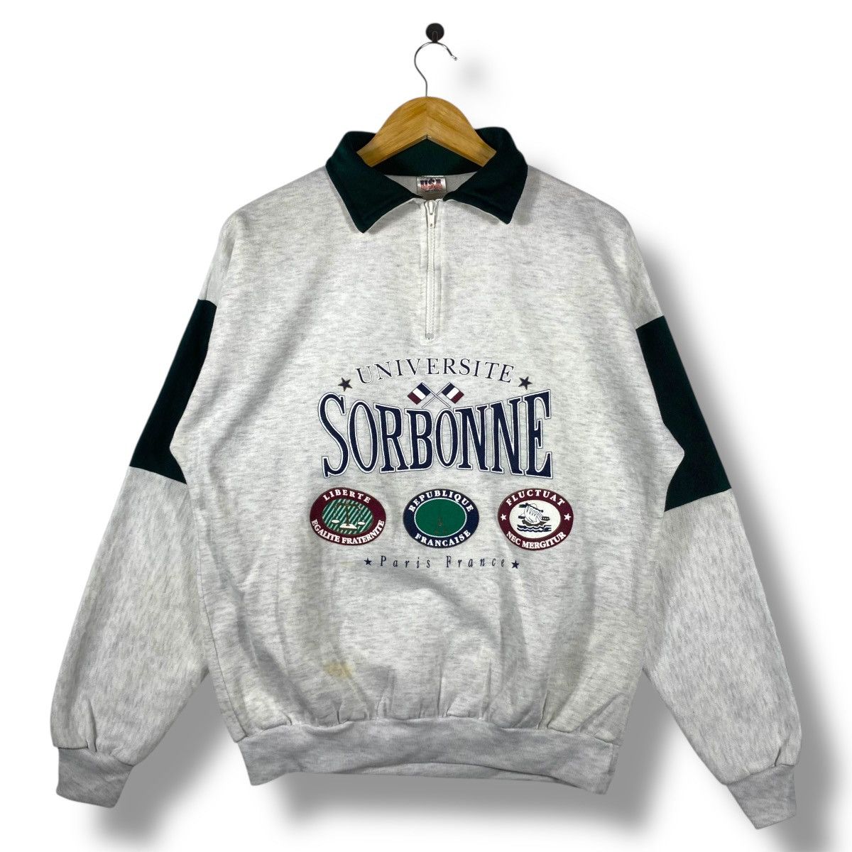 Vintage Vintage 90's UNIVERSITE SORBONNE Graphic Pullover Sweatshirt Size US M / EU 48-50 / 2 - 1 Thumbnail