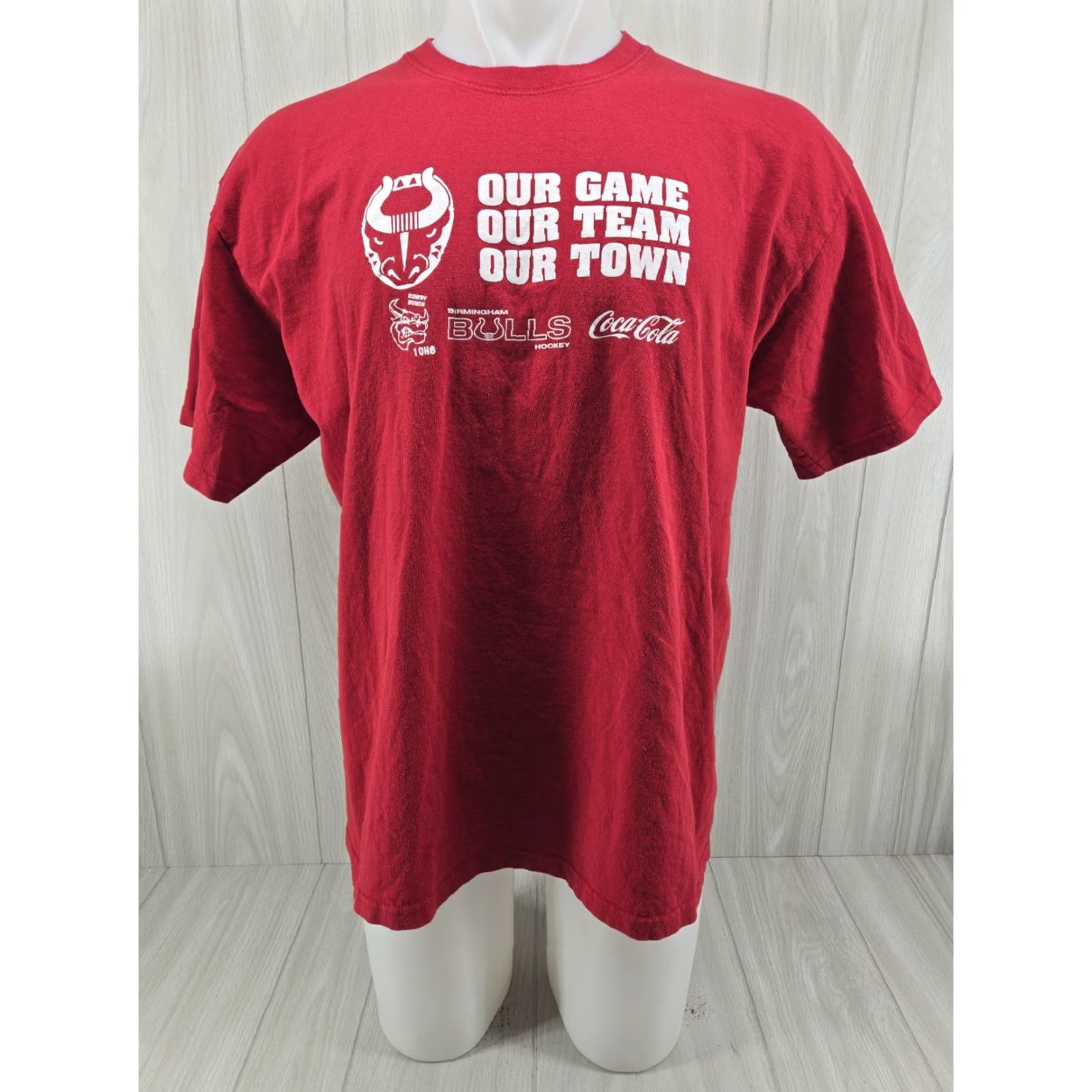 Vintage VINTAGE Birmingham Bulls Hockey Red T Shirt Red Size XL Size US XL / EU 56 / 4 - 2 Thumbnail