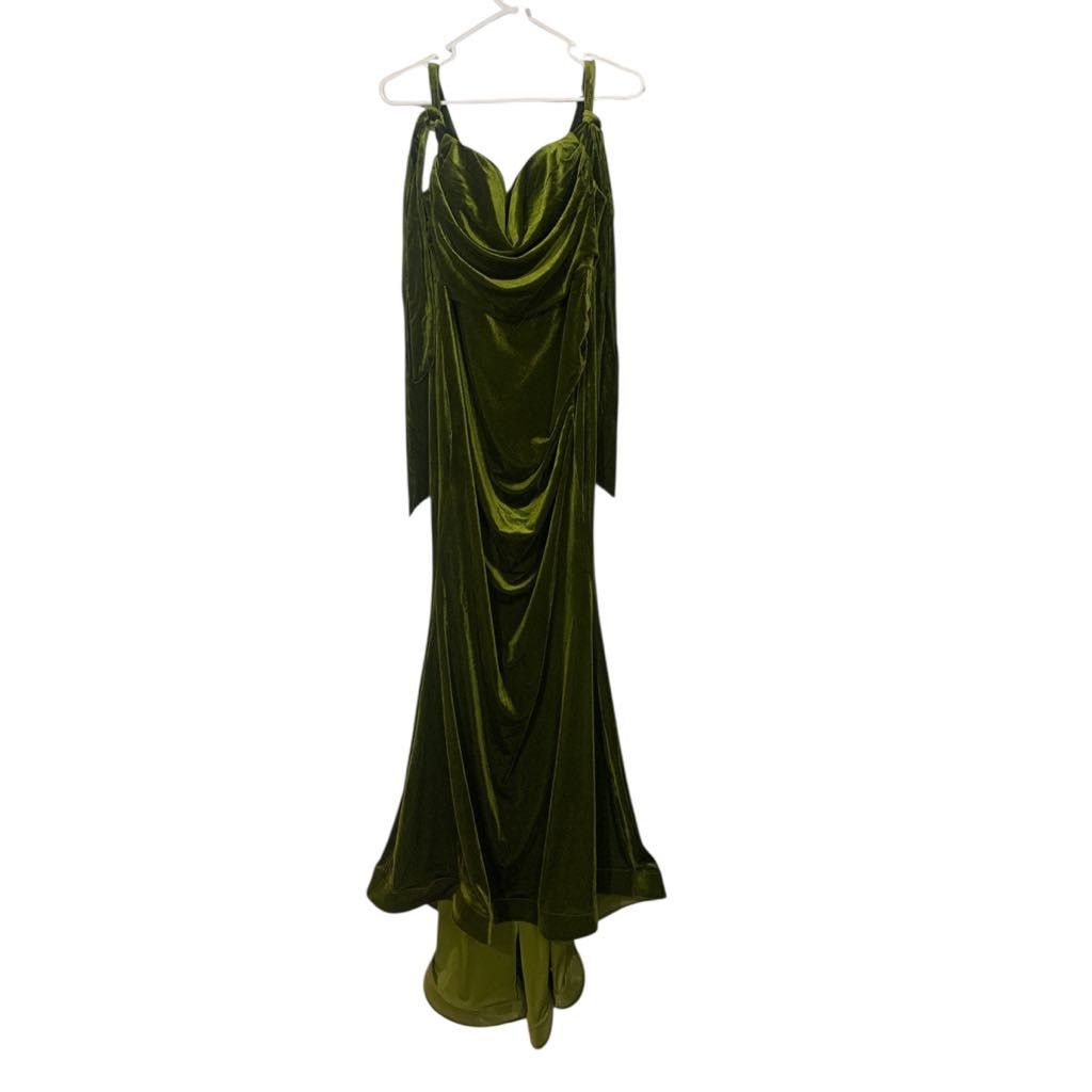 Other Faeriesty Green Long Formal Gown Dress Velvet Sleeveless 1X Size XL / US 12-14 / IT 48-50 - 5 Thumbnail