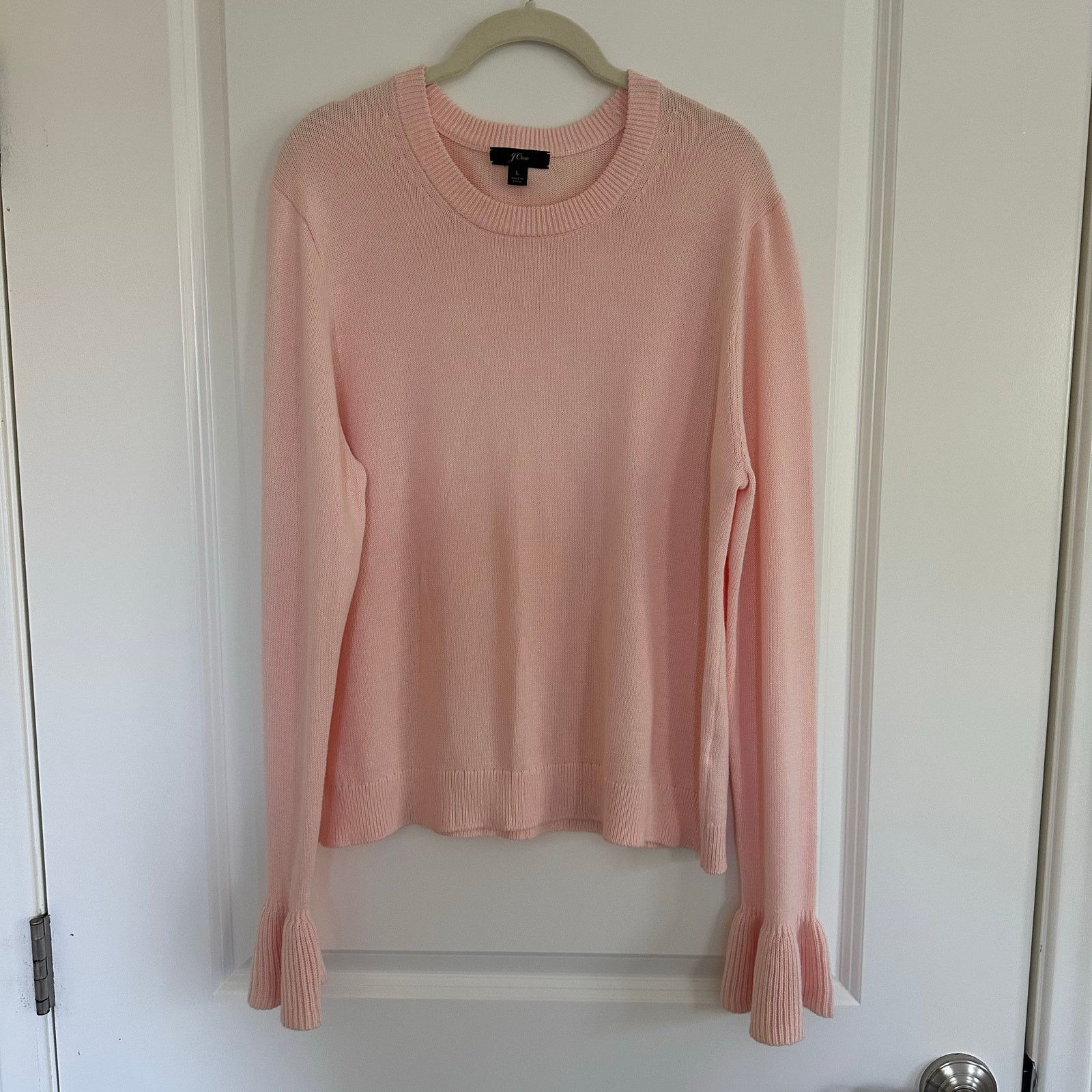 J.Crew J.Crew Round Neck Bell Sleeve Pink Sweater 100% Cotton US L Size L / US 10 / IT 46 - 1 Thumbnail