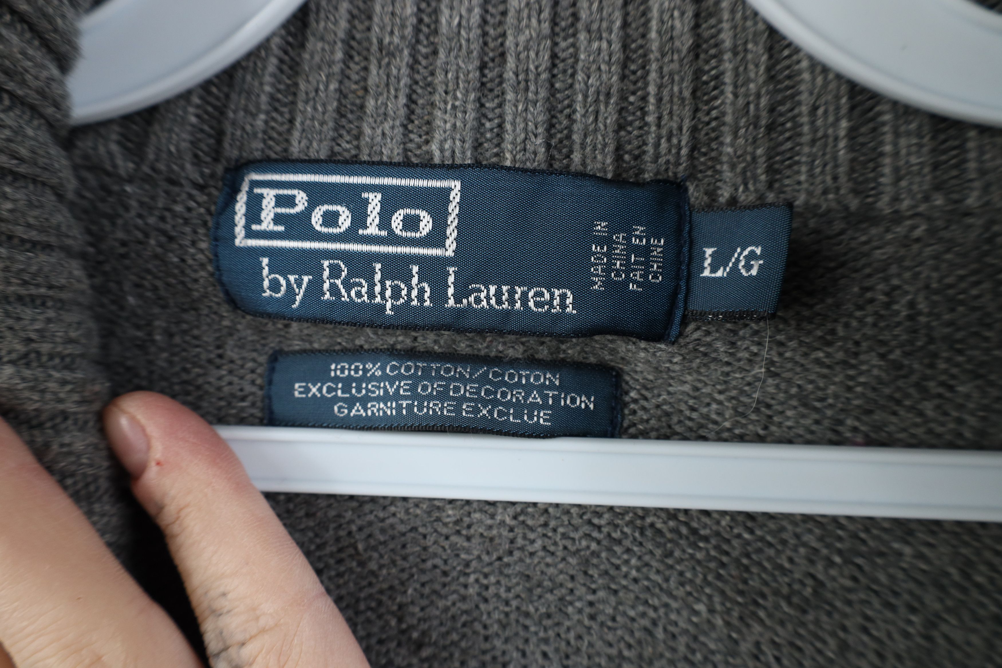 Polo Ralph Lauren Vintage 90s Ralph Lauren Cotton Ribbed Knit Half Zip Sweater Size US L / EU 52-54 / 3 - 6 Thumbnail