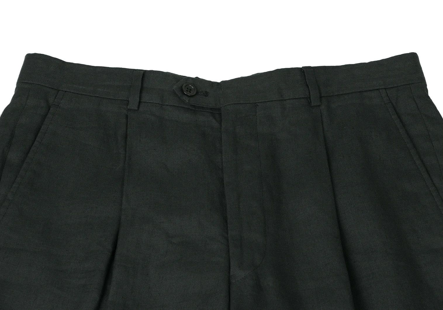 Armani Collezioni Linen Tuck Pants in Green, Size M Size US 26 / EU 42 - 3 Thumbnail