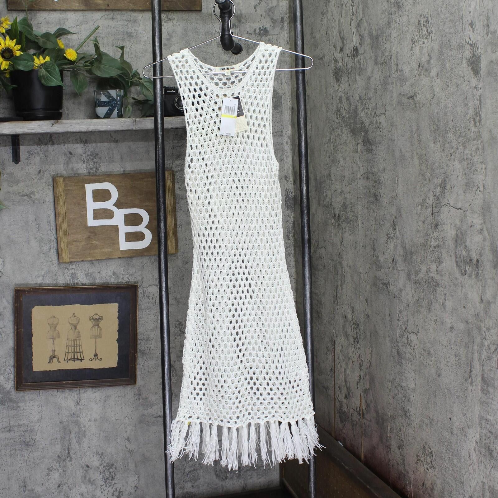 Other Miken Mesh Fringe-hem Tank Cover Up Id012 Ivory Off White M Size ONE SIZE - 1 Thumbnail
