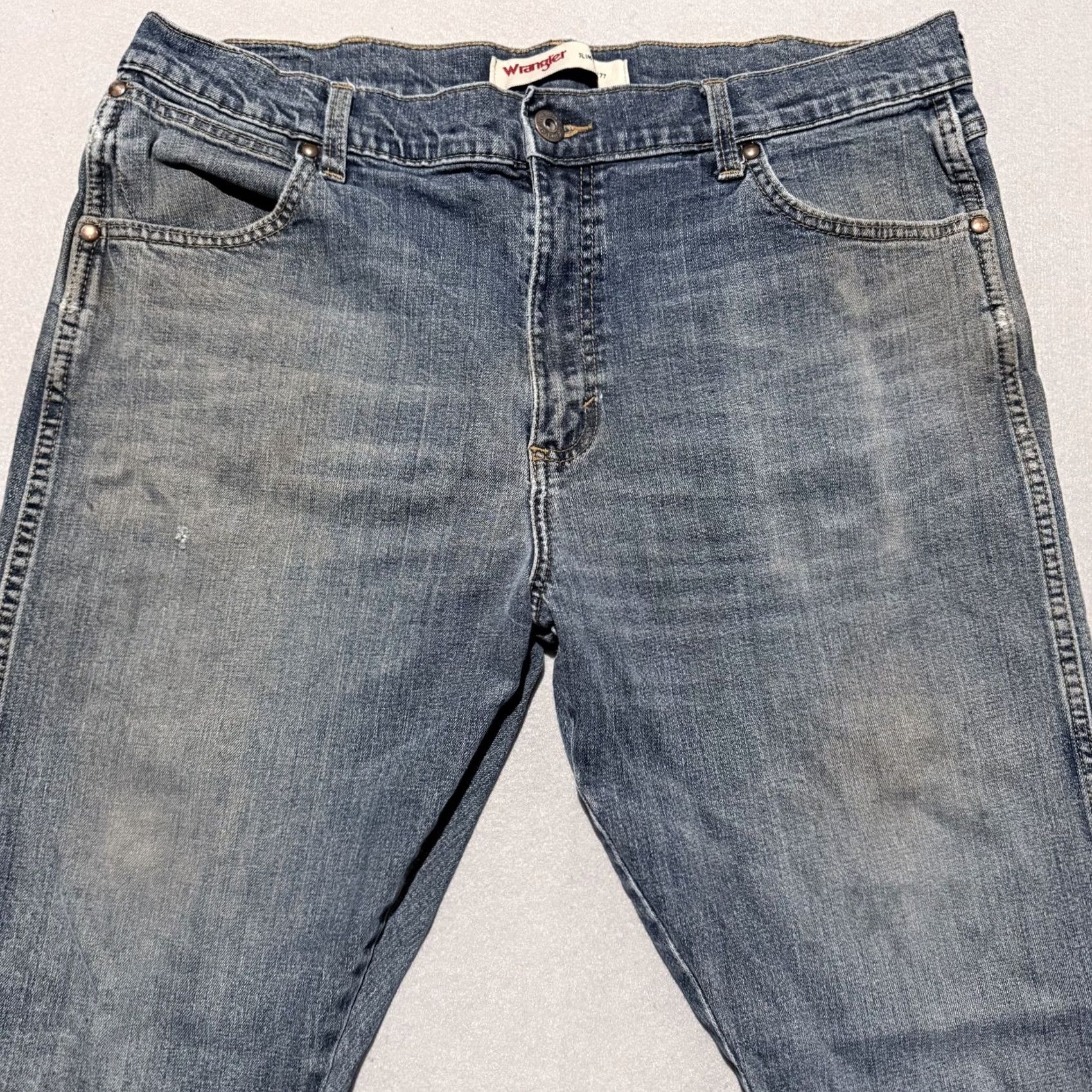 Wrangler Wrangler Jeans Slim Bootcut 77 Mens Blue Denim Mid Rise Pockets Western - 38x32 Size US 38 / EU 54 - 3 Thumbnail