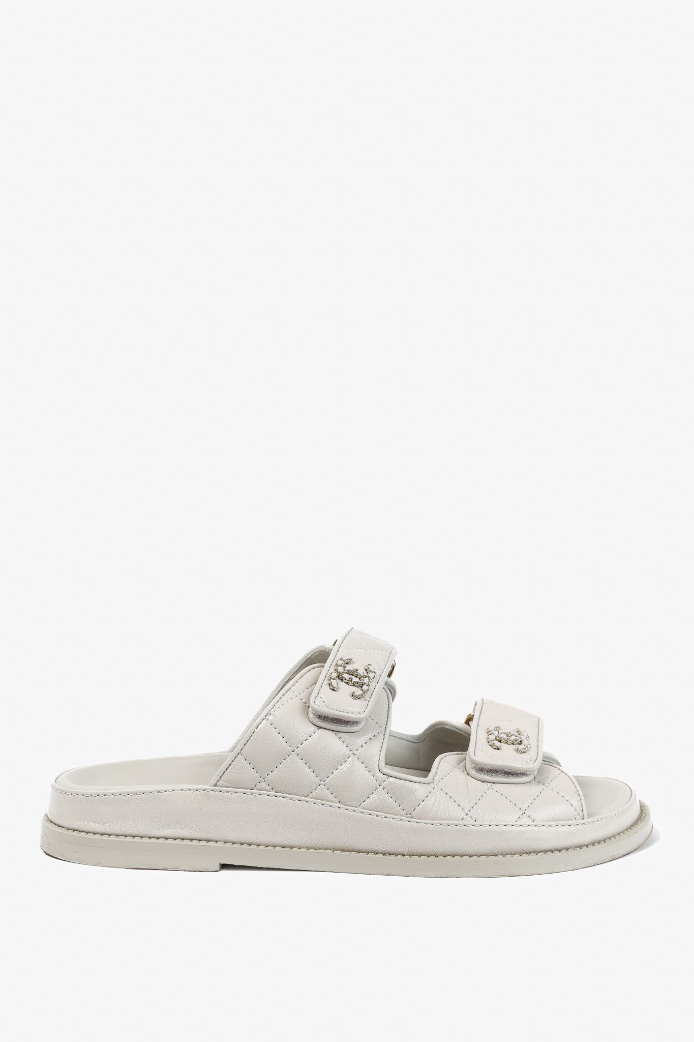Chanel Chanel Lambskin Quilted CC Chain Velcro Dad Sandals Size US 7 / IT 37 - 2 Thumbnail