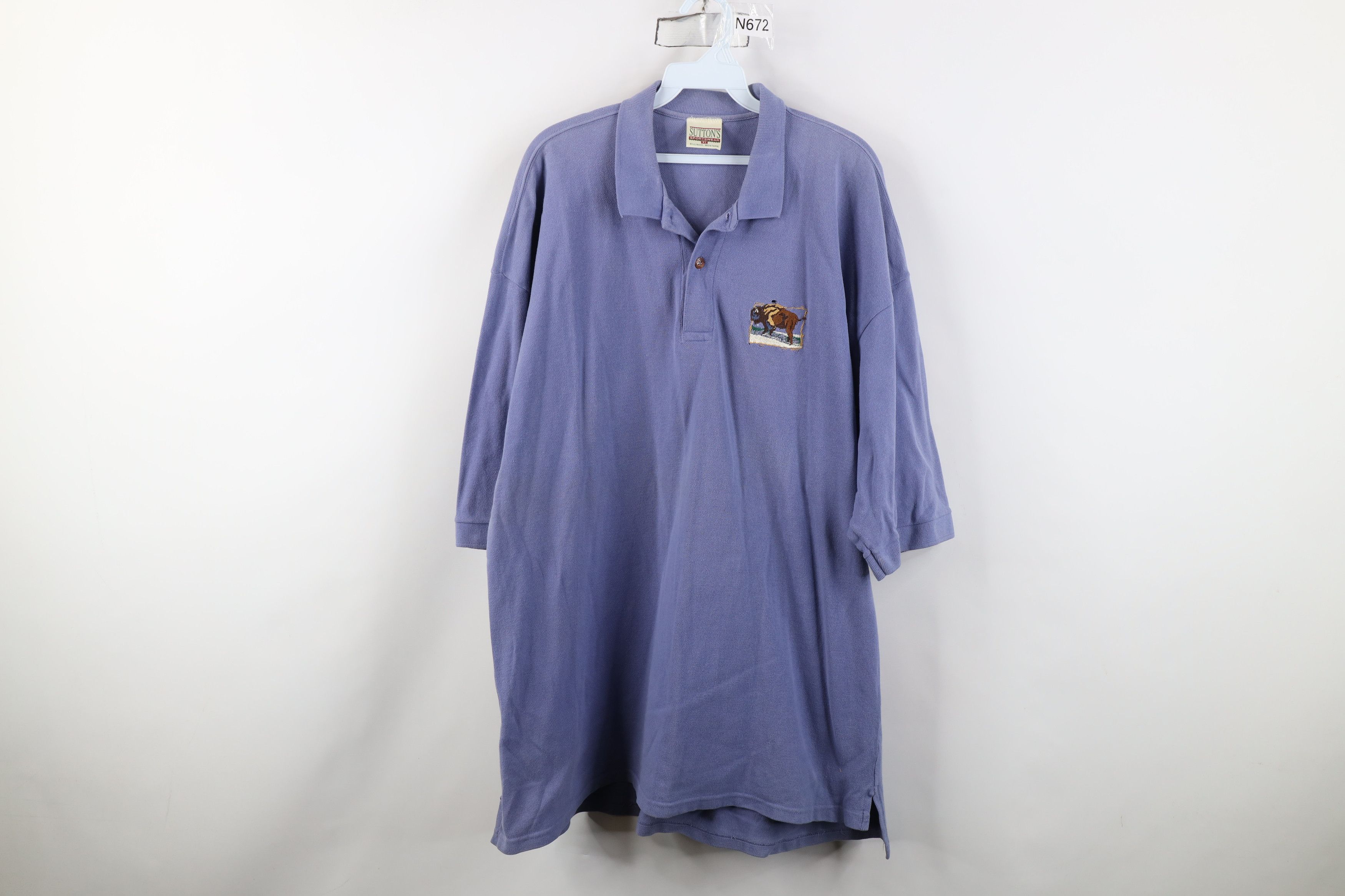Vintage Vintage 90s Streetwear Nature Knit Polo Shirt Purple USA Size US XL / EU 56 / 4 - 1 Thumbnail