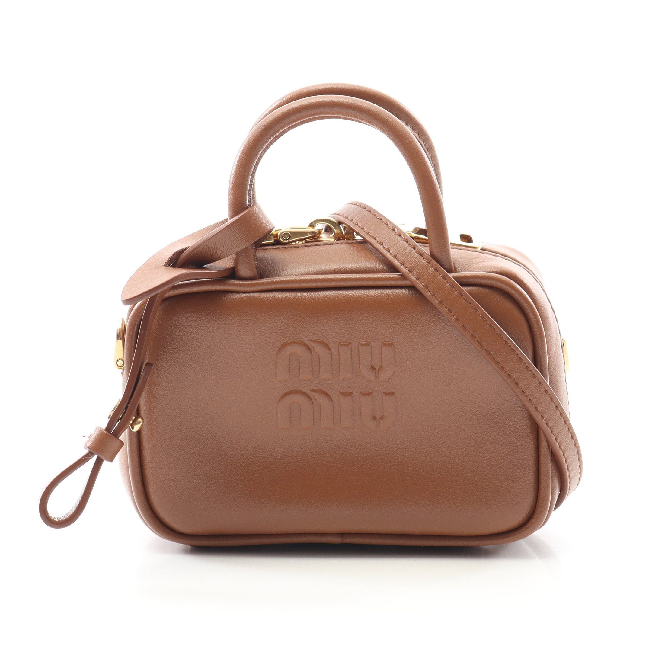 Miu Miu Bow Micro Bag Handbag Leather Brown