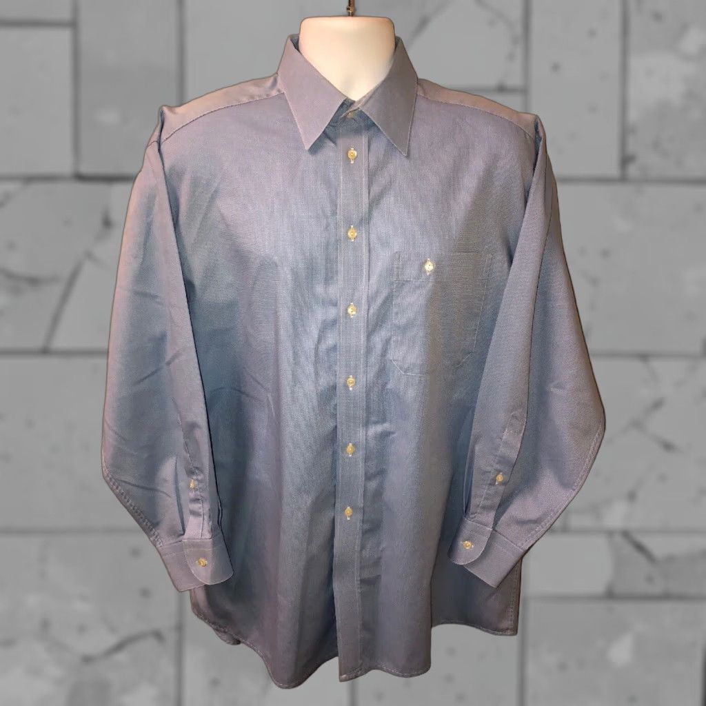 Eton VINTAGE Eton Etastar Shirt Mens Long Sleeve Button-Up 17 1/2 24" Armpit M Blue Mens Size US XL / EU 56 / 4 - 1 Thumbnail