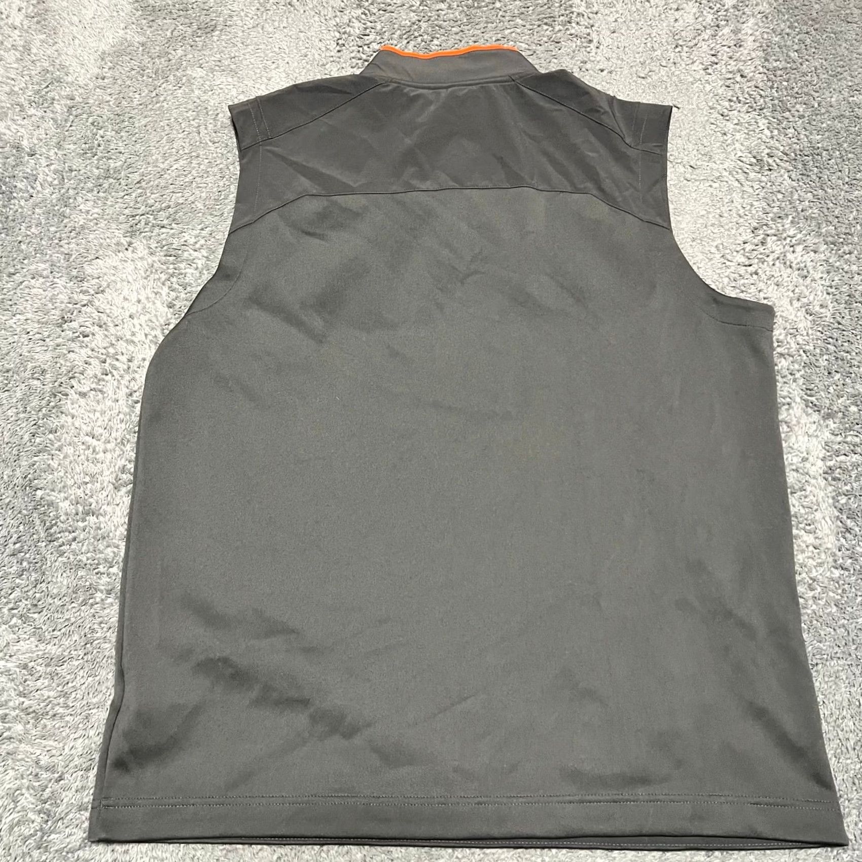 Nike Nike Golf Vest Mens Large 1/4 Zip Dri-Fit Performance Vest Gray Orange Jacket Vest Gray Orange Mens L Size US L / EU 52-54 / 3 - 3 Thumbnail