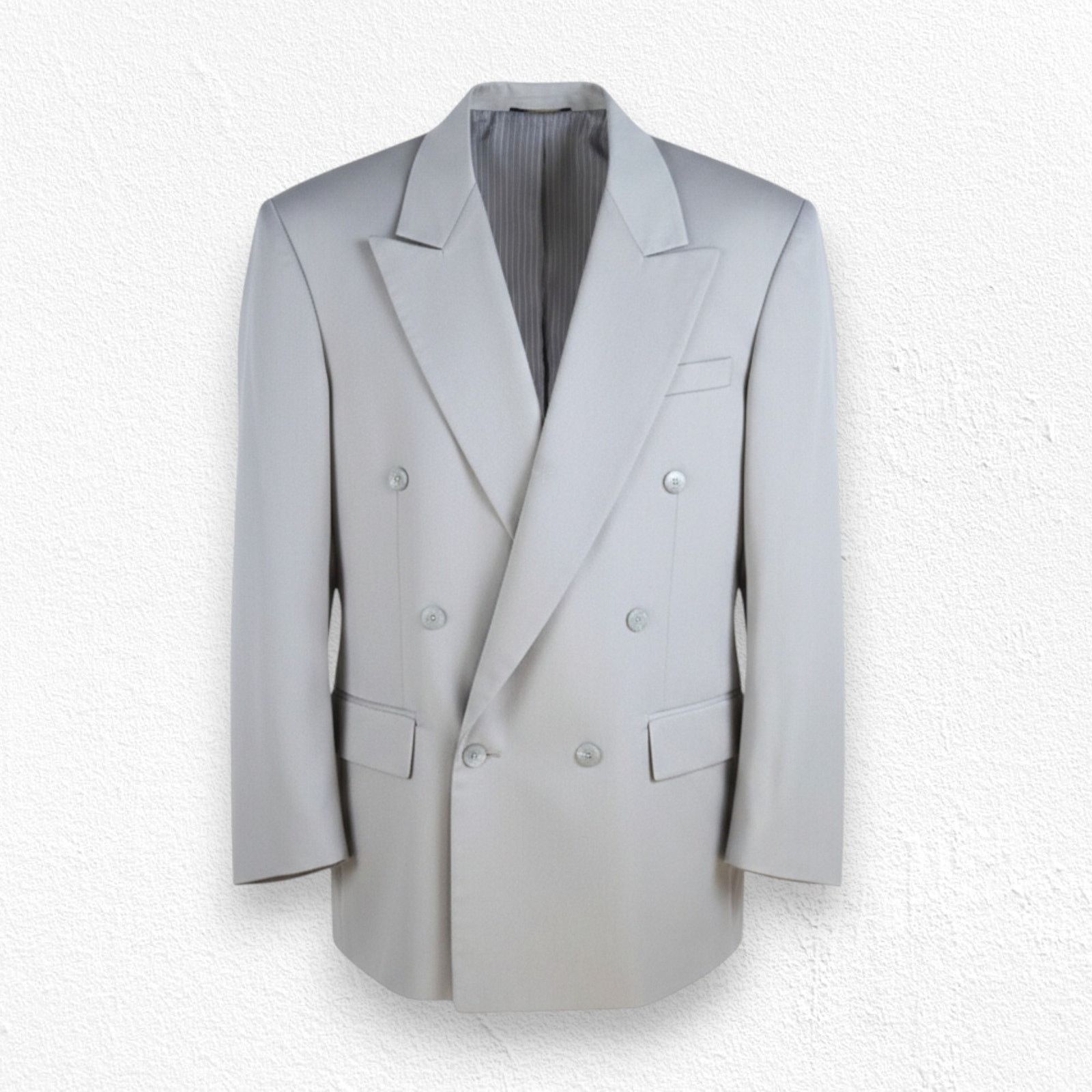 Vintage Vintage Beige Double Breasted Minimalist Blazer Size 40 Size 40R - 1 Thumbnail