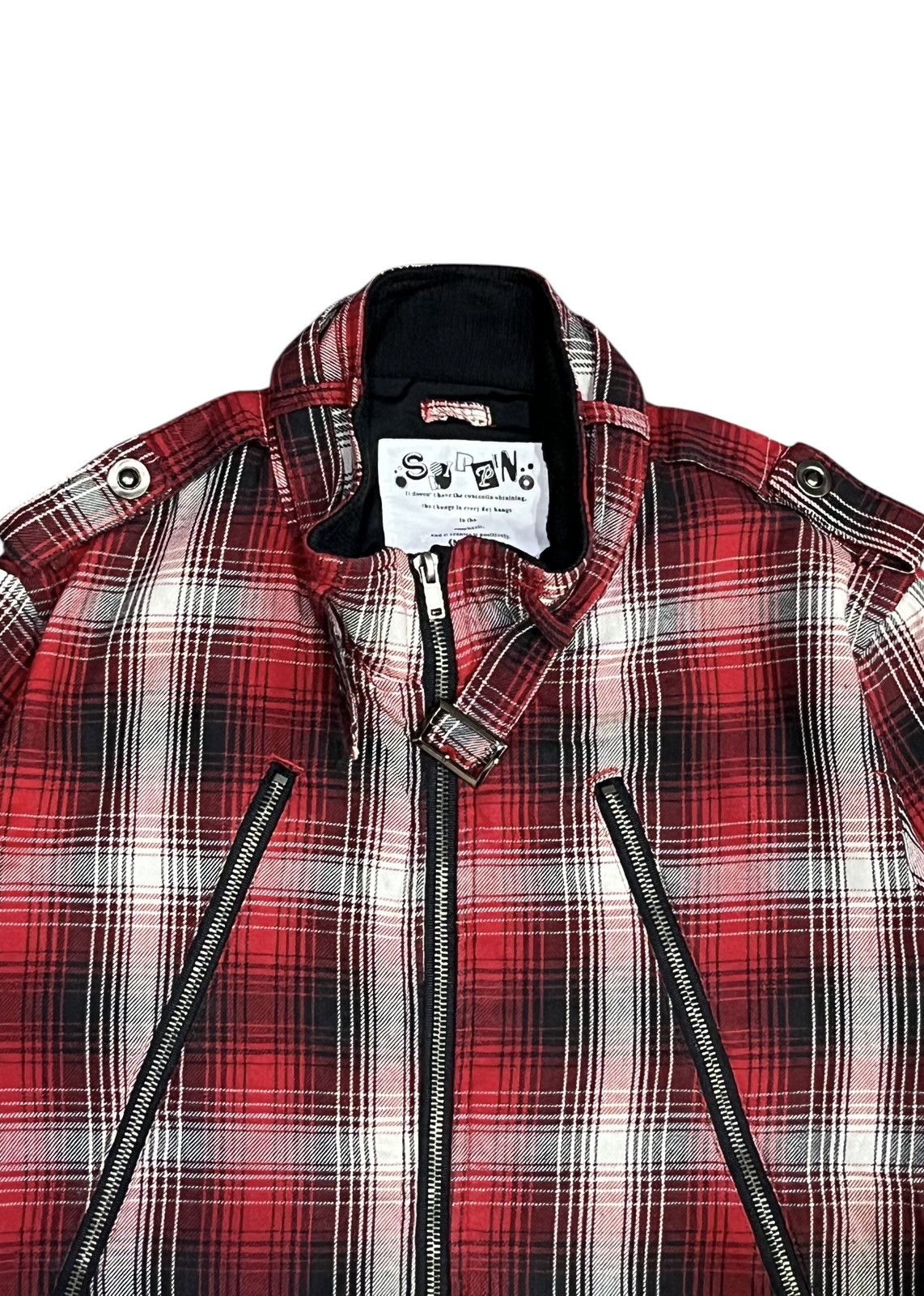 If Six Was Nine Vintage Japan Punk Tartan Bondage Grunge Long Zipper Jacket Size US M / EU 48-50 / 2 - 4 Thumbnail