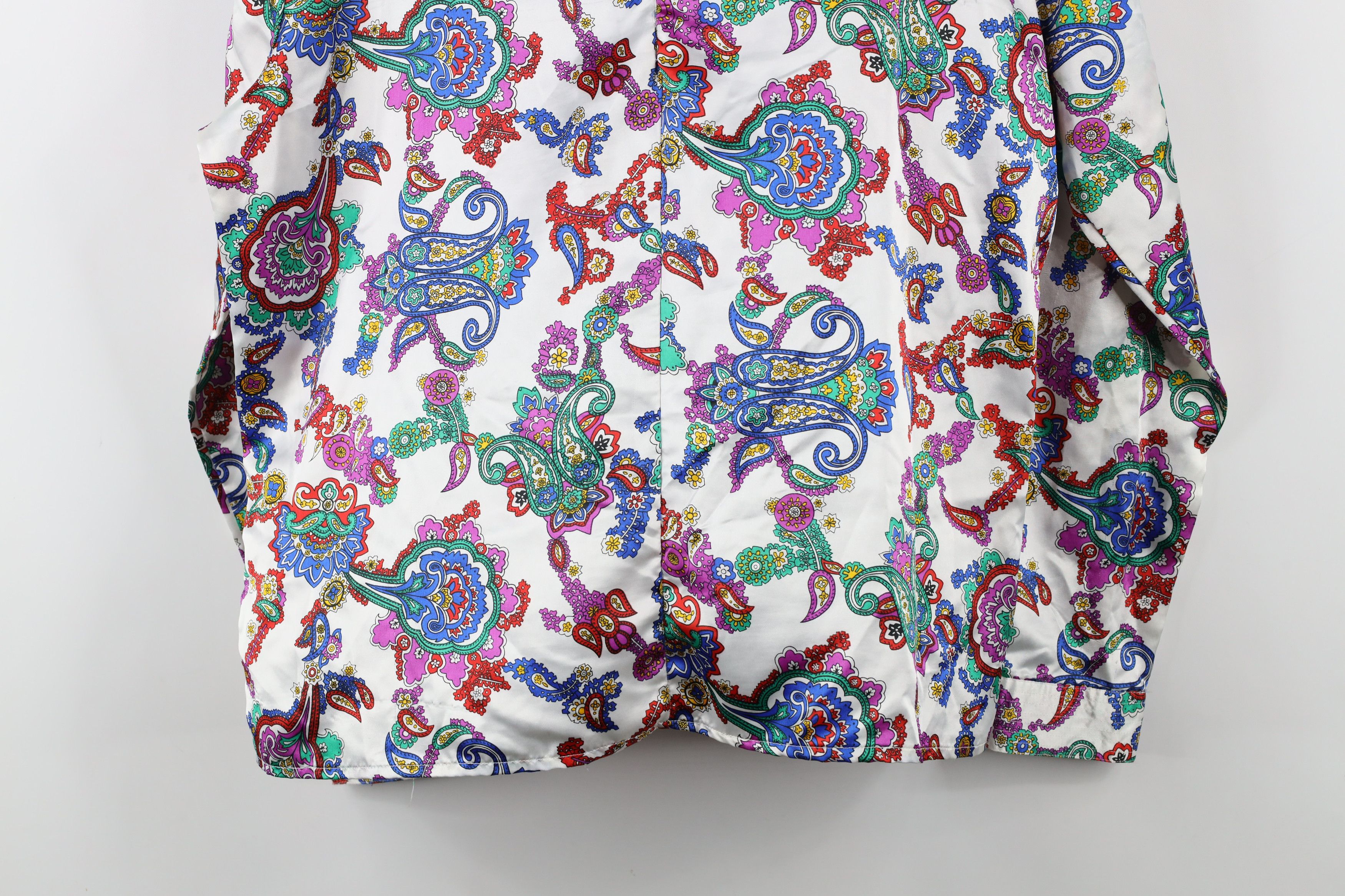 Vintage Vintage 90s Streetwear Rainbow Paisley Silky Polyester Shirt Size XXL / US 16-18 / IT 52-54 - 14 Thumbnail