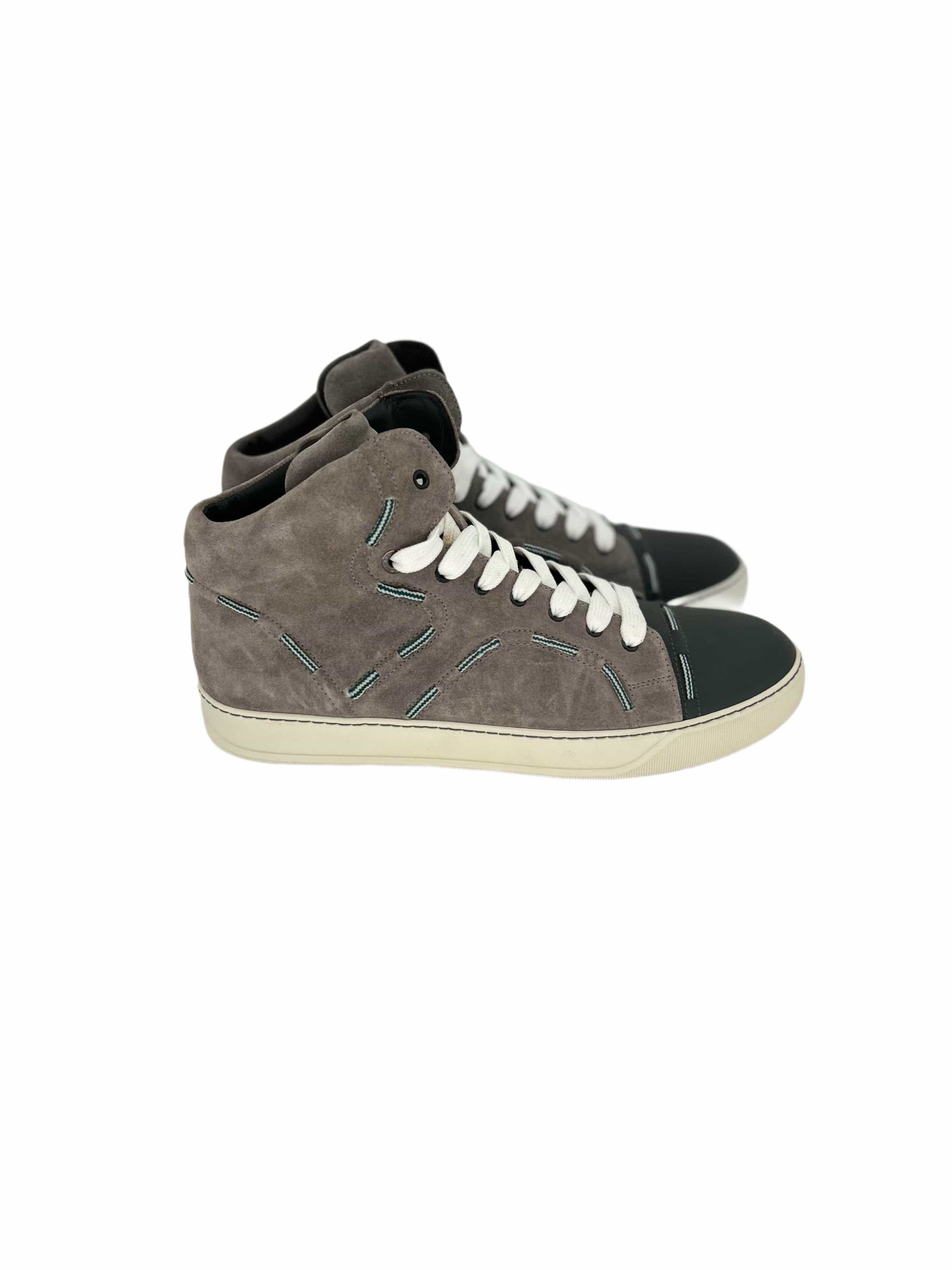 Lanvin Grey Suede Leather High Top Trainers Size US 11 / EU 44 - 2 Thumbnail