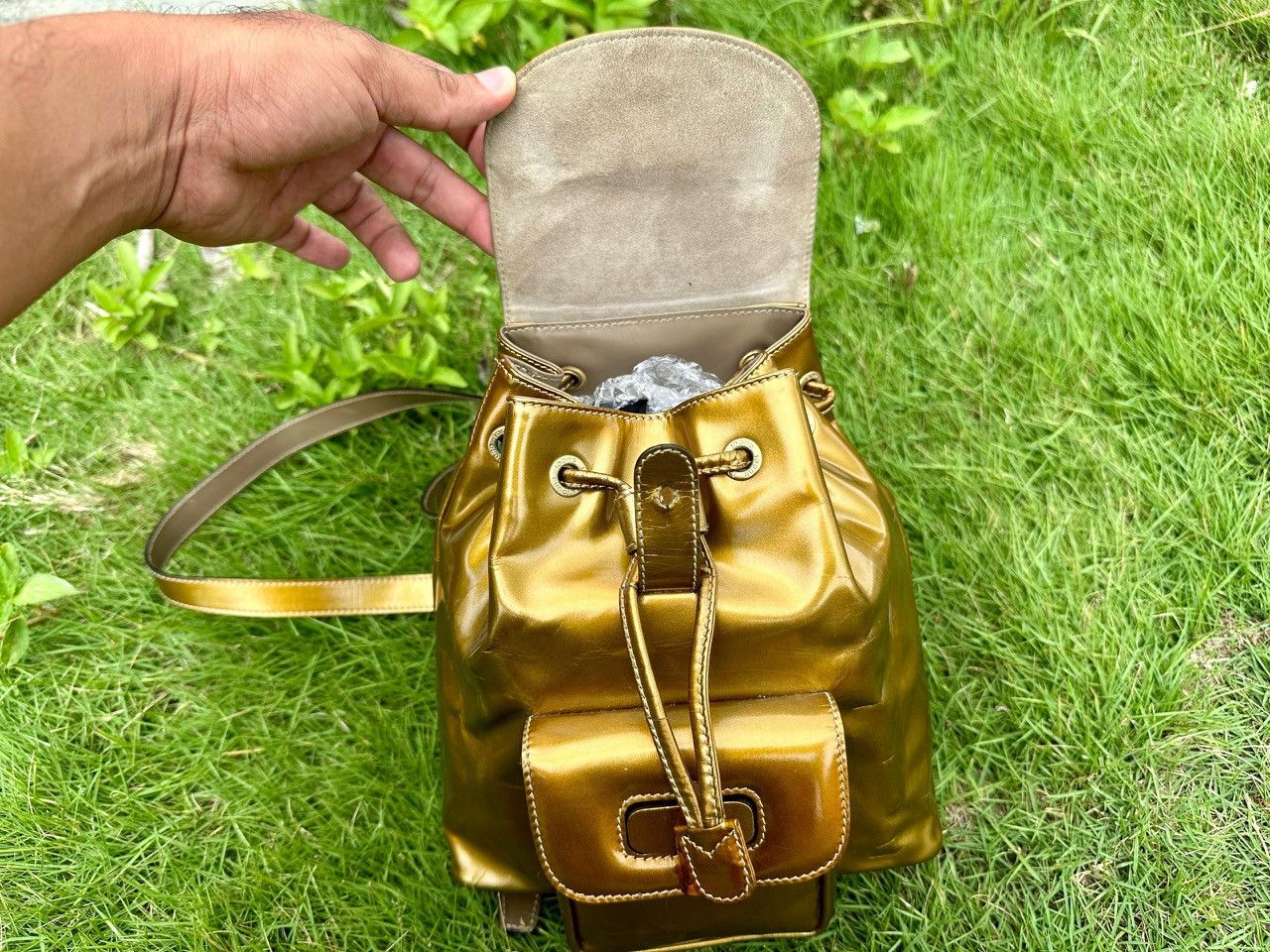 Gucci Authentic Gucci Bamboo Patent Leather Mini Backpack Size ONE SIZE - 7 Thumbnail