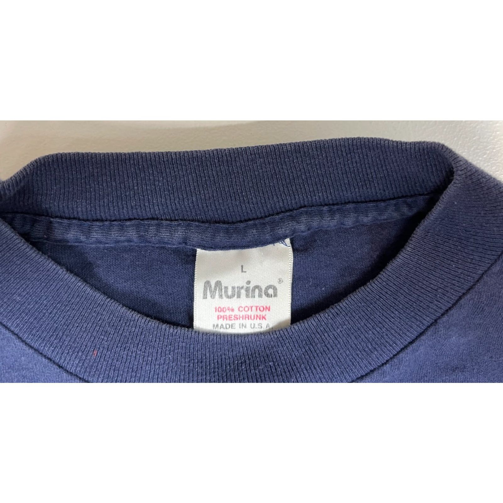 Vintage VINTAGE Men’s Murina Pac-Man T-Shirt Navy Made in USA Sz L 90s Graphic Print Short Sleeve Crew Neck Vintage 90s Videogames Mens Size US L / EU 52-54 / 3 - 6 Thumbnail