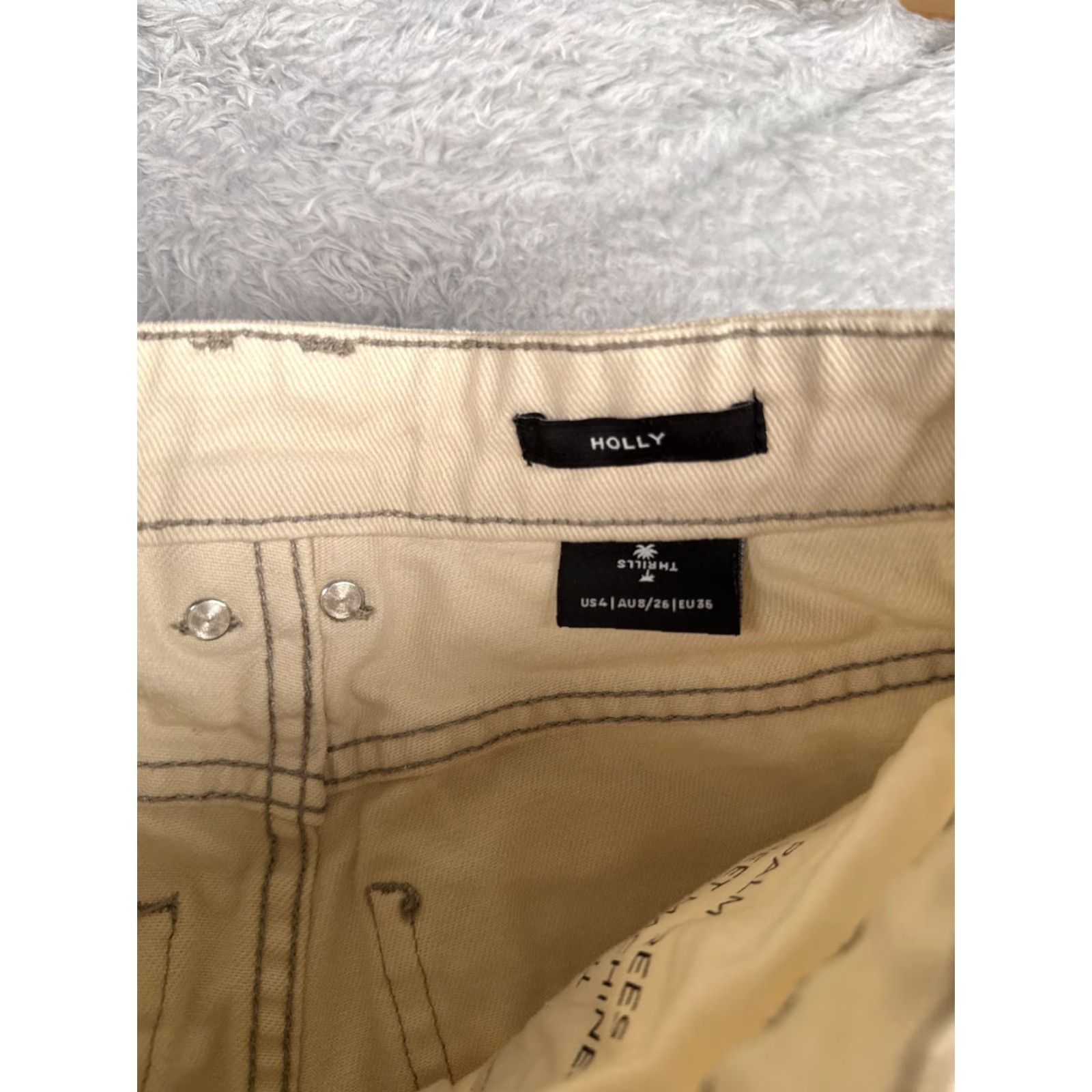 THRILLS Thrills Jeans Womens Wide-Leg 4 Beige High Rise Cotton Denim 24x27 Read Me Size 27" / US 4 / IT 40 - 7 Thumbnail
