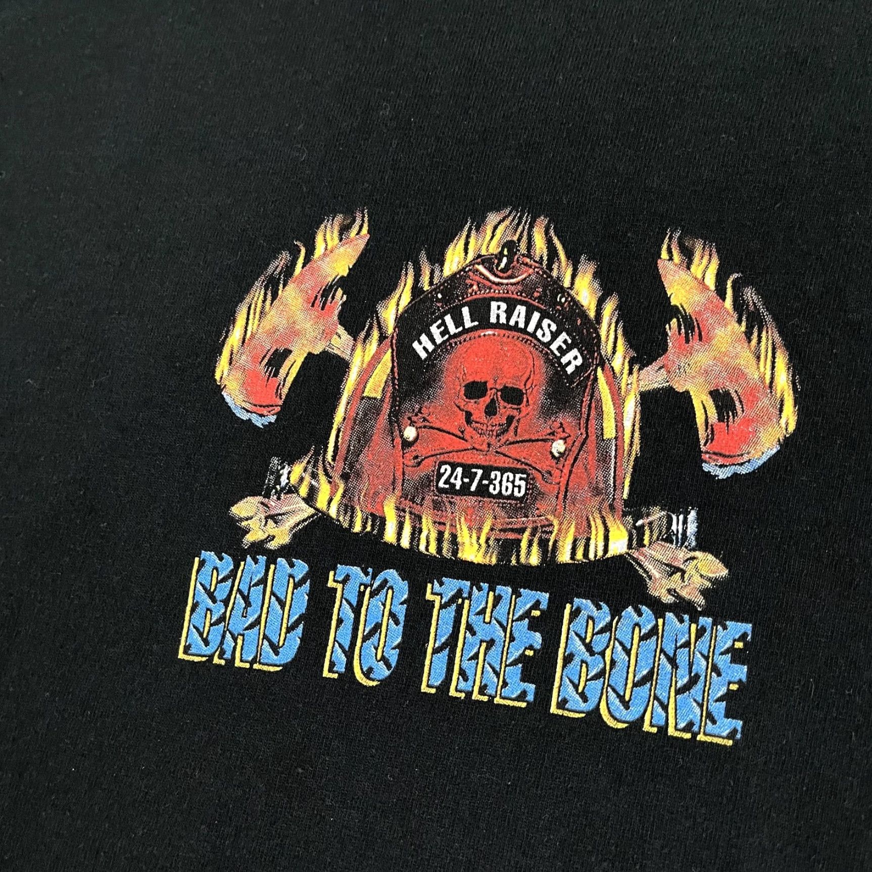 Fruit Of The Loom VTG Firefighter Shirt Mens XL Black Skull Skeleton Fire Hell Raiser Graphic Tee Size US XL / EU 56 / 4 - 4 Thumbnail