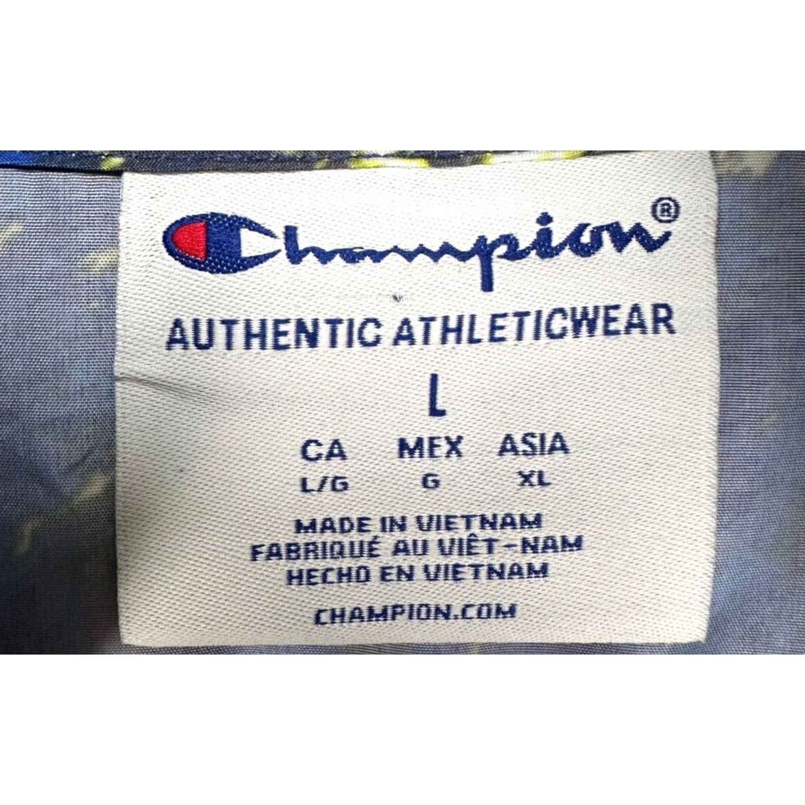Champion Champion Jacket Mens Large Blue Geometric Windbreaker Hooded 1/2 Zip Lightweight Regular Fit Outer Shell Polyester Size US L / EU 52-54 / 3 - 6 Thumbnail