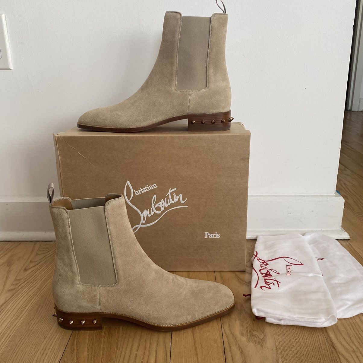 Christian Louboutin Christian Louboutin Sand Suede Spike Chelsea Boots So Samson Grailed