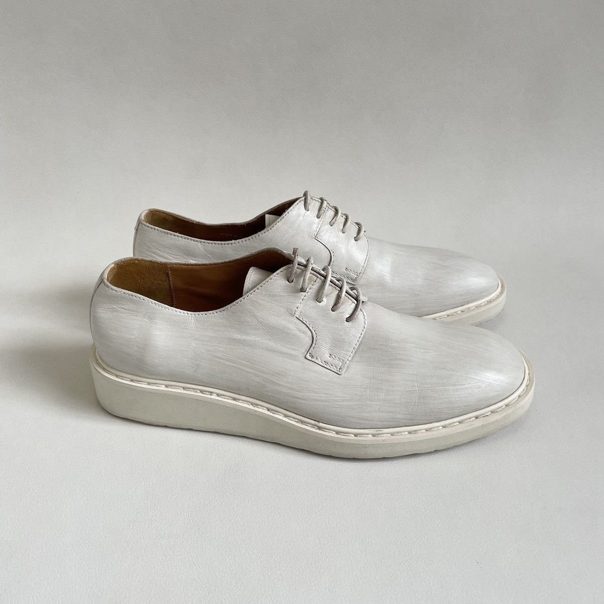 Maison Margiela ‘White Painted’ Wedge Sole Derbies Size US 10 / EU 43 - 1 Thumbnail