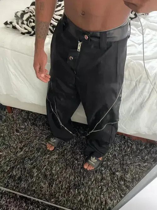 Other Zipper Men Pants Vertical Straight Trousers Size US 29 - 2 Thumbnail