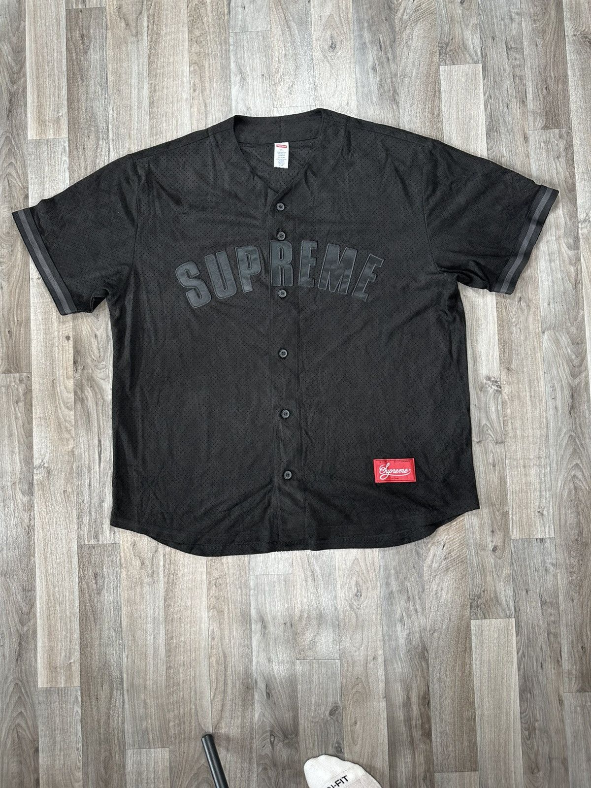 Supreme Supreme Ultrasuede Mesh Baseball Jersey Black | Grailed