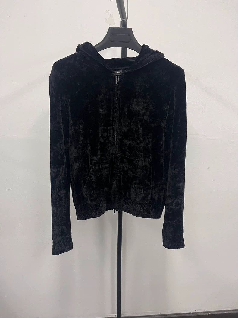 Balenciaga Balenciaga Rhinestone Velvet Zip Hoodie 2503-Nextarrow Size XS / US 0-2 / IT 36-38 - 2 Thumbnail