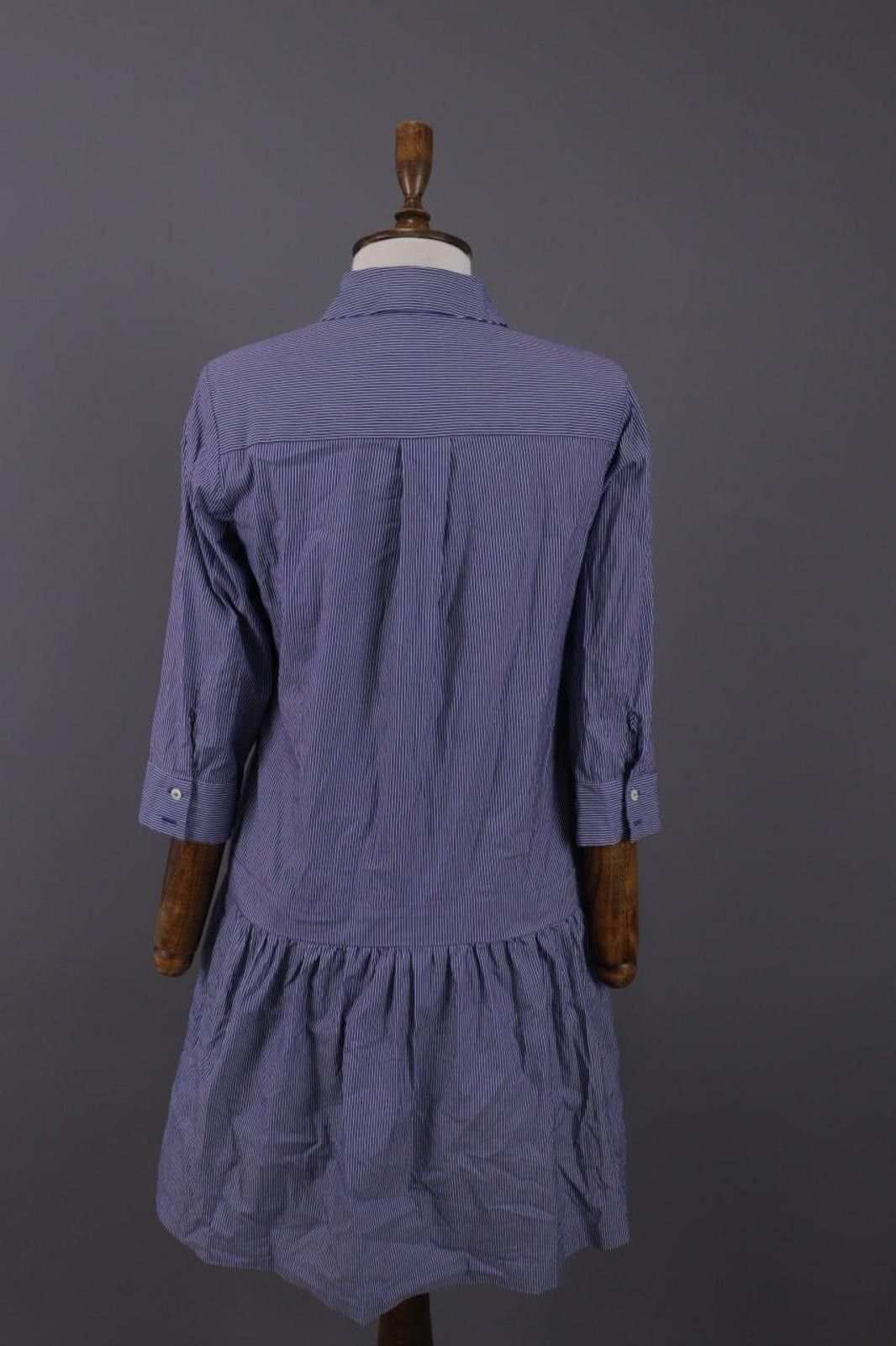Designer Rosso 35 Genova Blue Pinstripe Henley Shirt Dress Size 42 Size M / US 6-8 / IT 42-44 - 8 Thumbnail