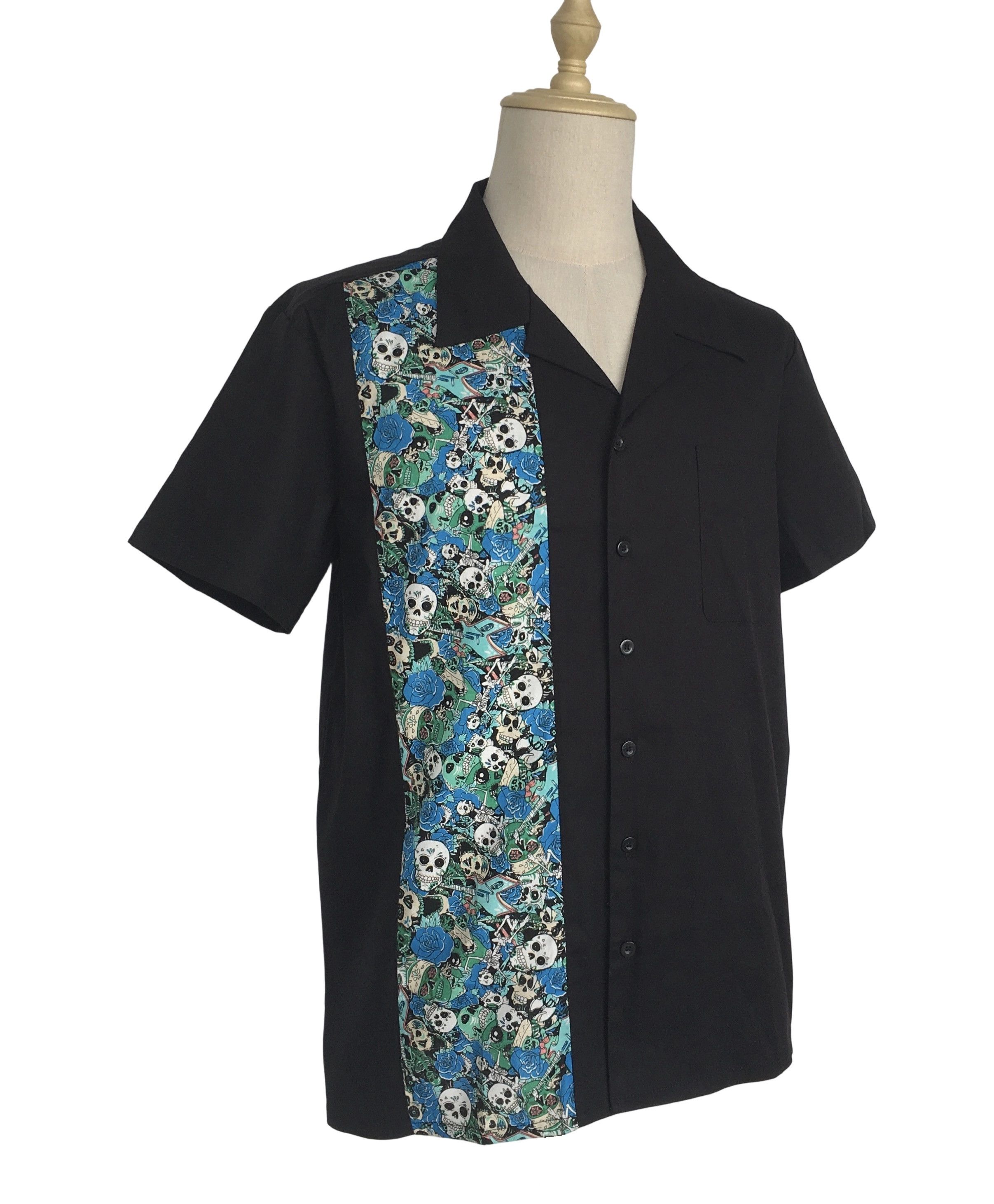 Other Short Sleeve Button Down Men Shirts Skull Blue Size US XXL / EU 58 / 5 - 2 Thumbnail