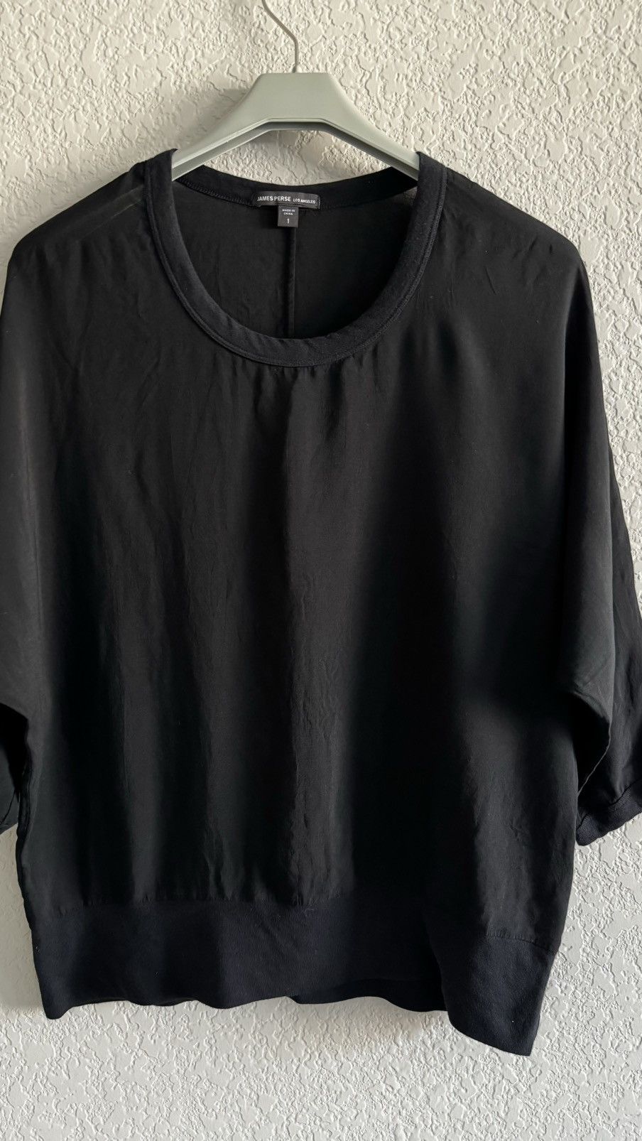 James Perse James Perse Black Batwing Sleeve Viscose Top Size S / US 4 / IT 40 - 2 Thumbnail