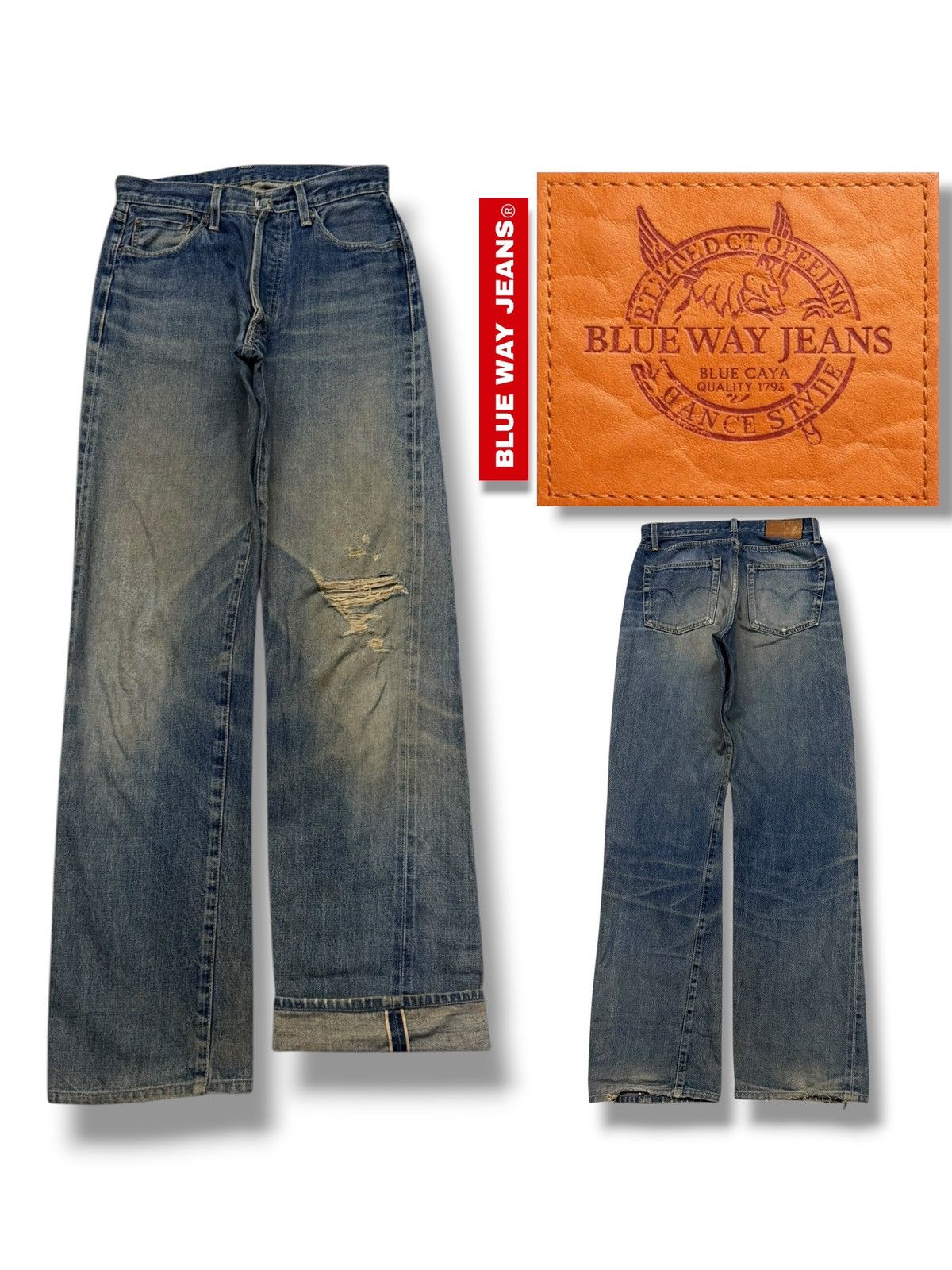 Blue Blue Japan Vintage Blue Way Co.Ltd Japanese Selvedge Denim | W29 Size US 29 - 1 Thumbnail
