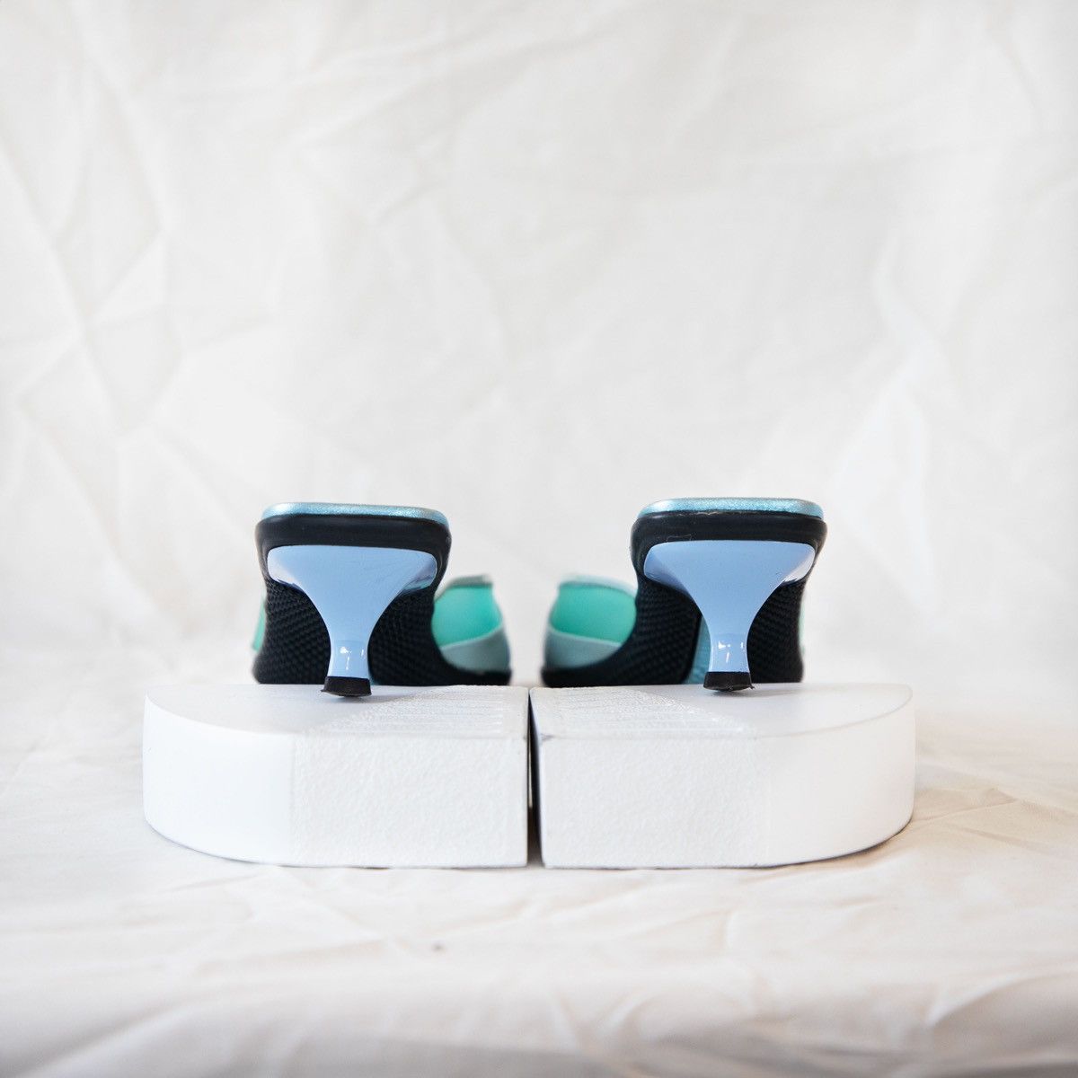 Miu Miu Miu Miu 1999 Blue Bubble Heel Mules Size US 8.5 / IT 38.5 - 6 Thumbnail
