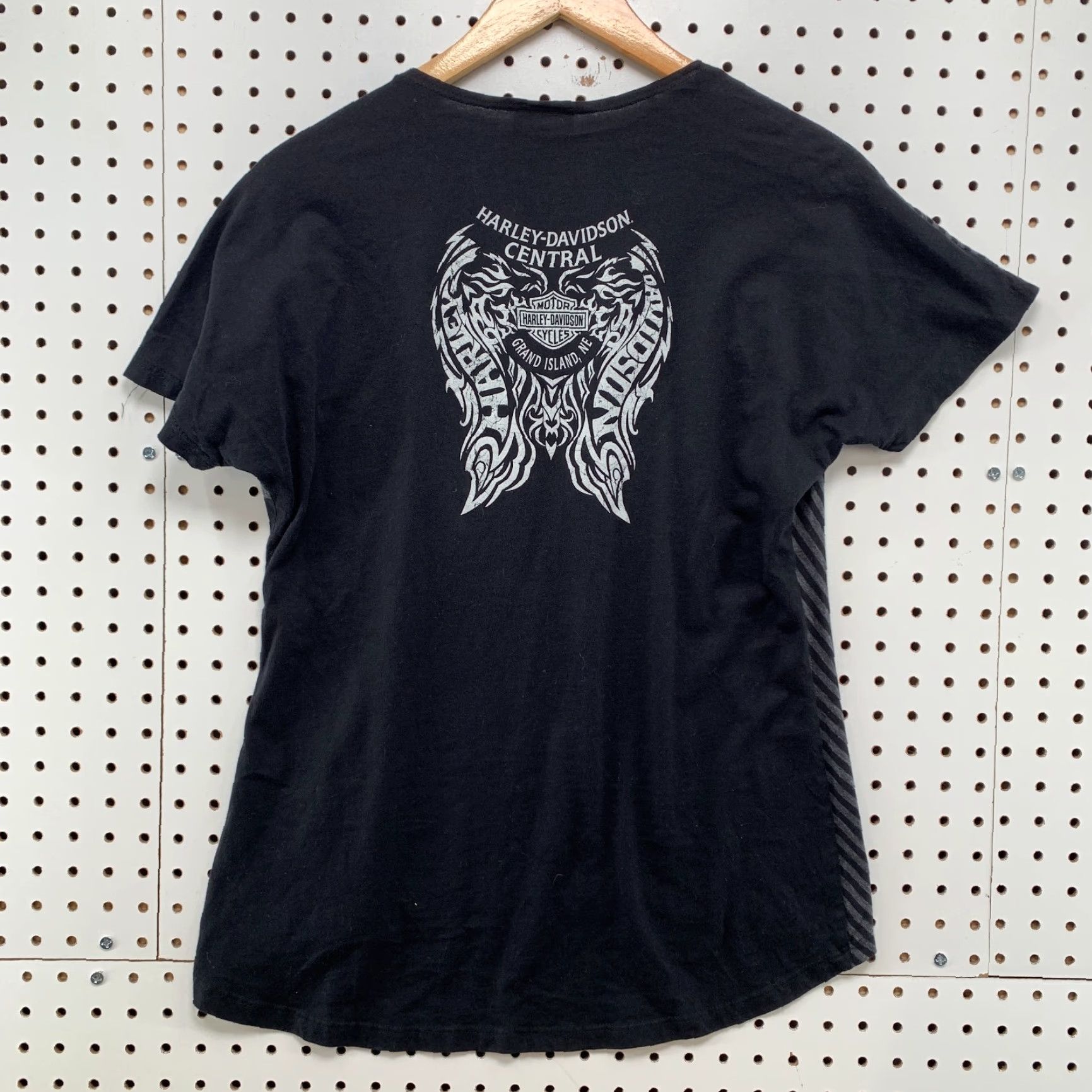 Harley Davidson Harley-Davidson Womens Large Motorcycle Top Black Gray Striped Long Sleeve T-Shirt 16x26 Size L / US 10 / IT 46 - 2 Thumbnail