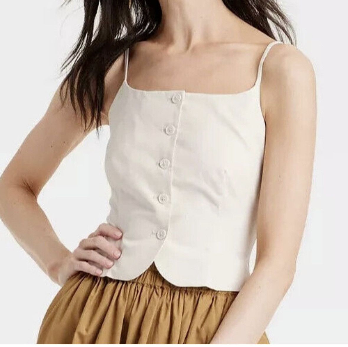 Vintage Cream button up cami blouse button up Size S / US 4 / IT 40 - 1 Thumbnail
