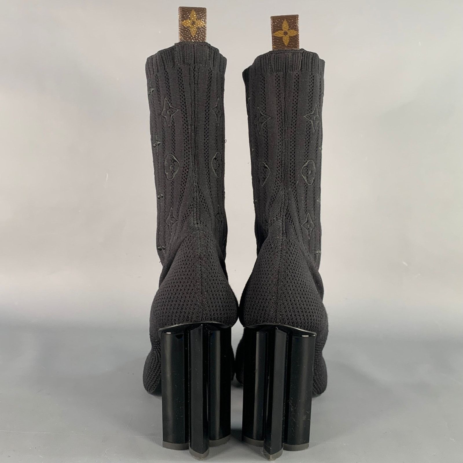 Louis Vuitton Black Nylon Knit Monogram Chunky Heel Sock Boots Size US 9 / IT 39 - 3 Thumbnail
